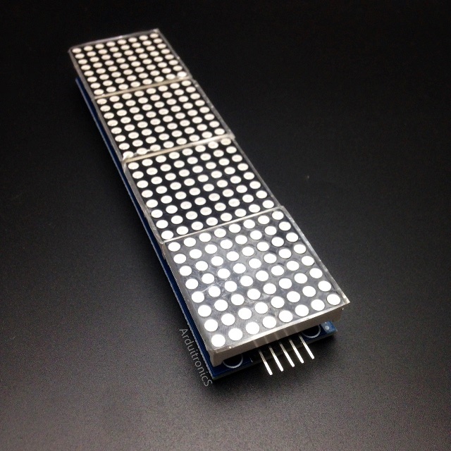 Red LED Matrix Driver MAX7219 IC Driver Module + LED Dot Matrix 8x8 ขนาด 32mm x 32mm 4 ชุด พร้อมสายไฟ
