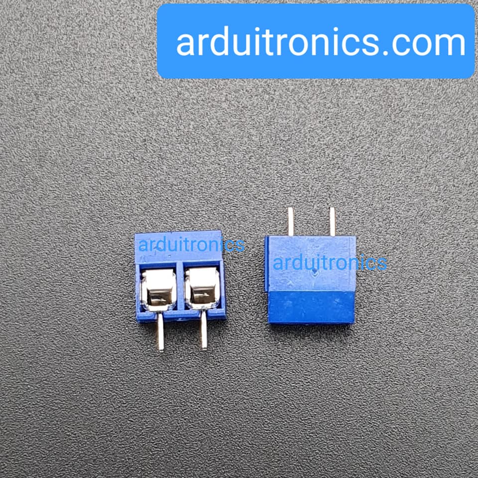 Screw Terminal Block 2 Pin Connector 5mm Pitch คอนเน็คเตอร์แบบสกรูหมุน 2 ขา สีน้ำเงินเข้ม ระยะห่างระหว่างขา 5 มม. (จำนวน 1 ชิ้น)