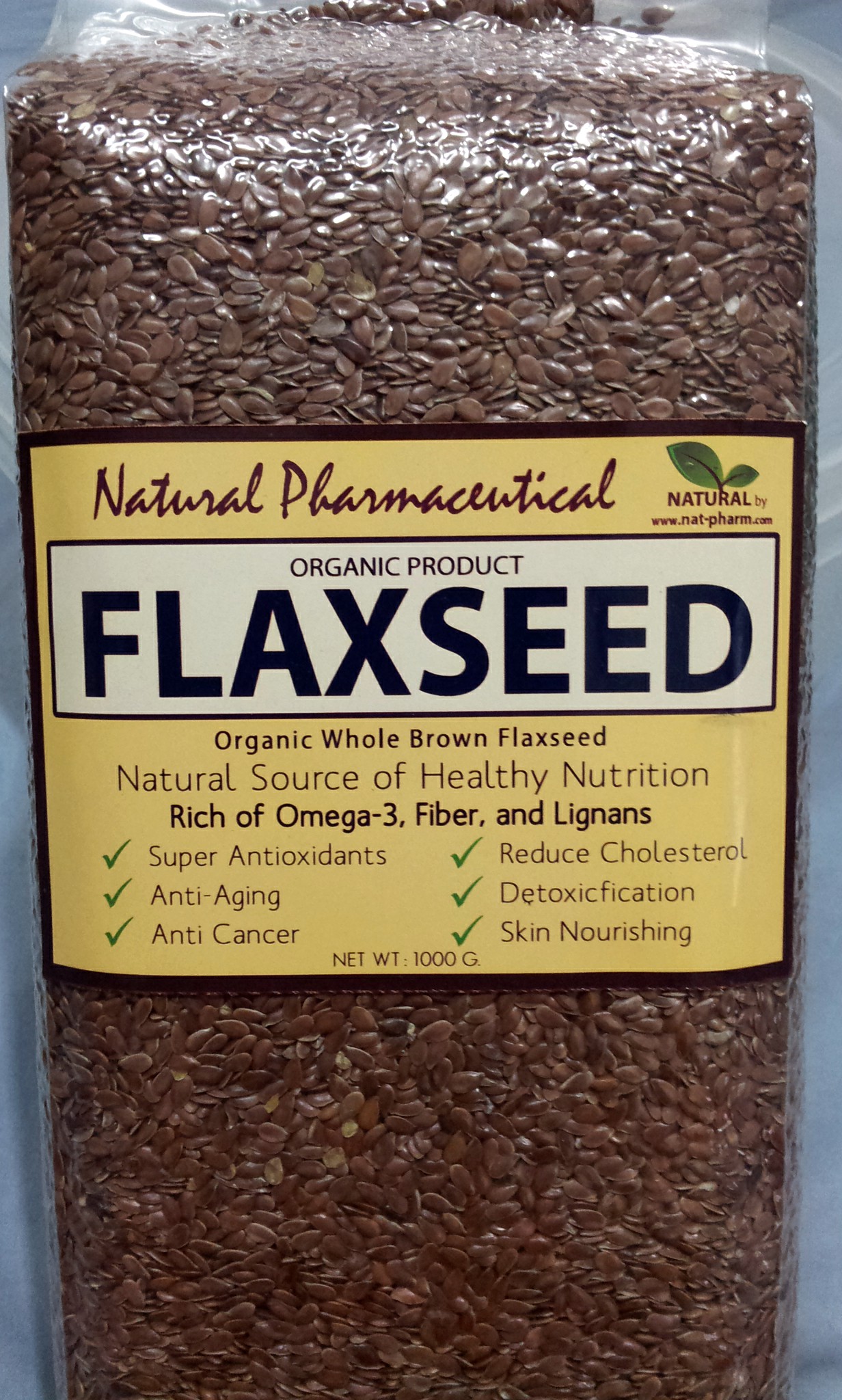-BROWN- แฟลกซ์ซีด สีน้ำตาล ชนิดเมล็ด 1000g. (Organic Whole Brown Flaxseed)