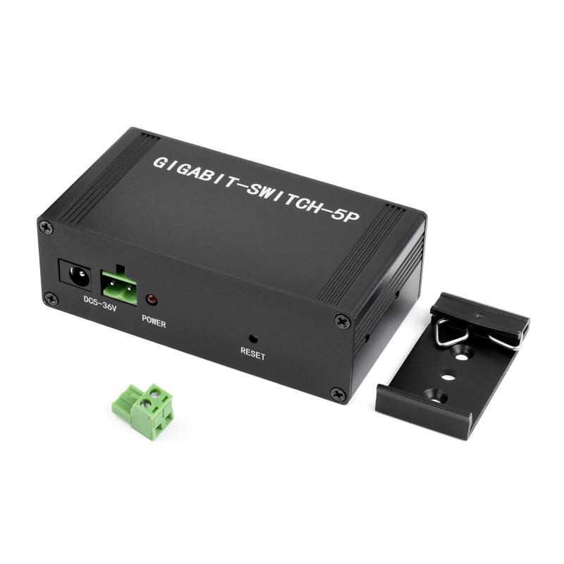 Industrial 5P Gigabit Ethernet Switch, Full-Duplex 10/100/1000M, DIN Rail Mount (แท้ Waveshare)