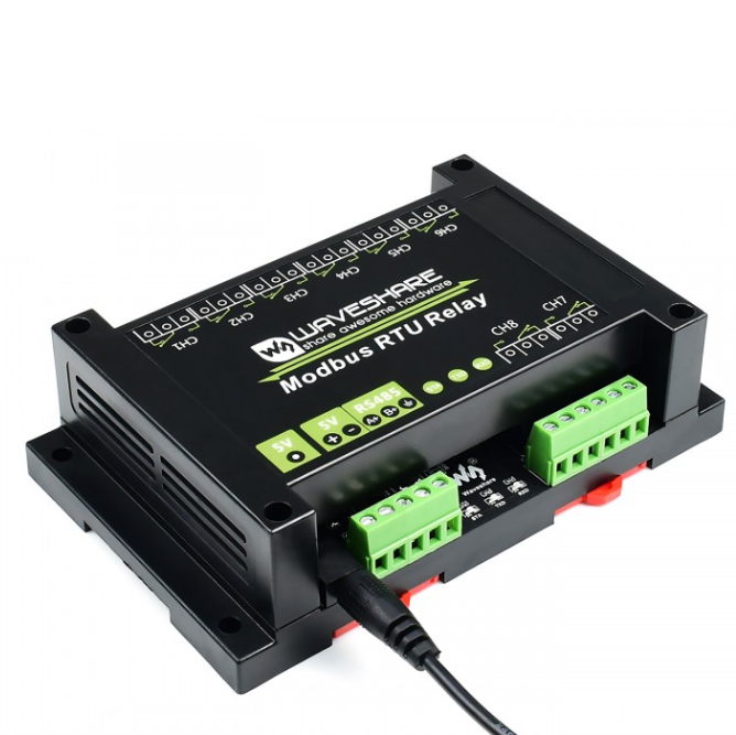 Industrial Modbus RTU 8-ch Relay Module with RS485 Interface, Multi Isolation Protection Circuits, 5V Power Supply (ของแท้จาก Waveshare)