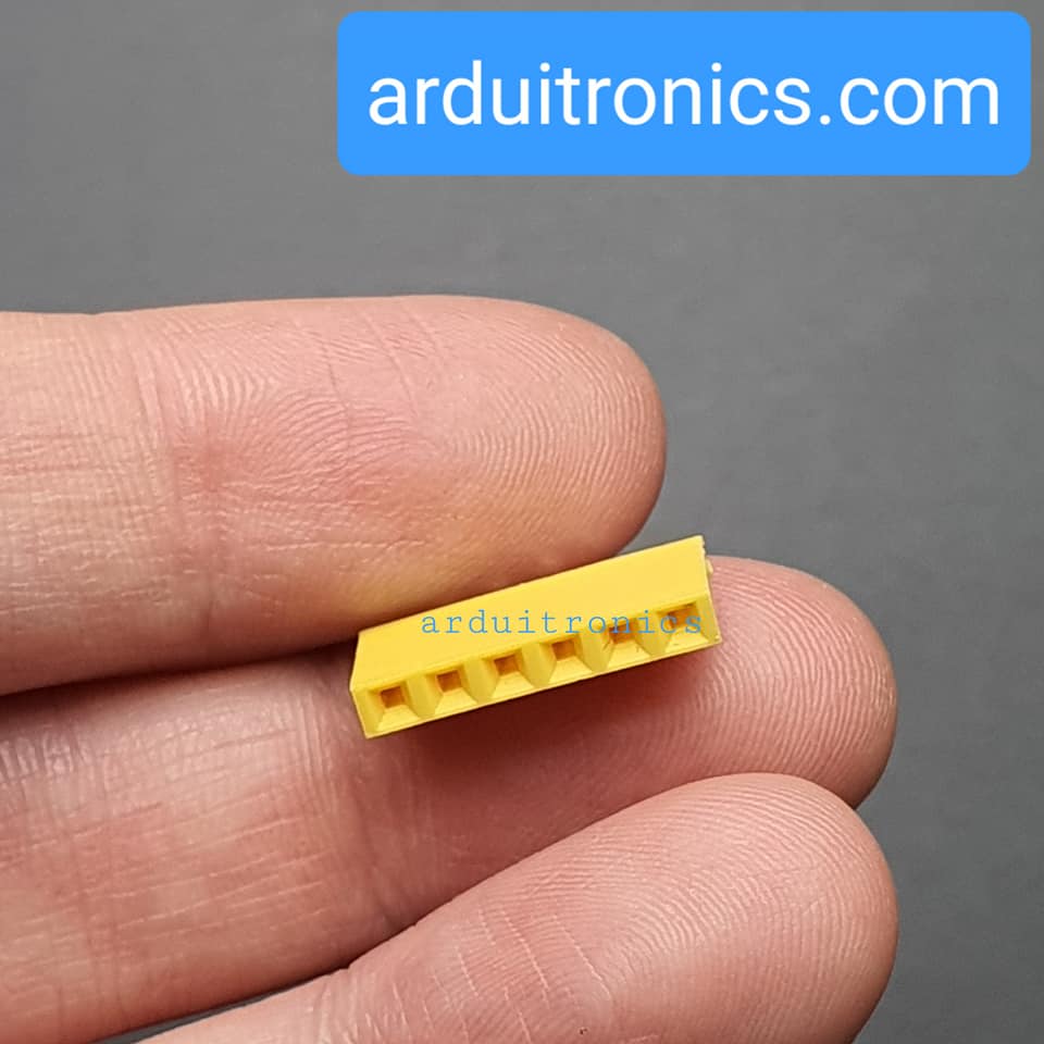 [Yellow] 1x6 Pin Single Row Female Header 2.54mm Pitch Straight Pin Square (จำนวน 1 ชิ้น)