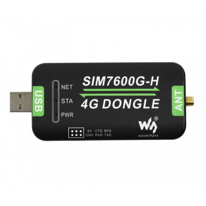 SIM7600G-H 4G DONGLE, GNSS Positioning, Global Band Support (Waveshare)