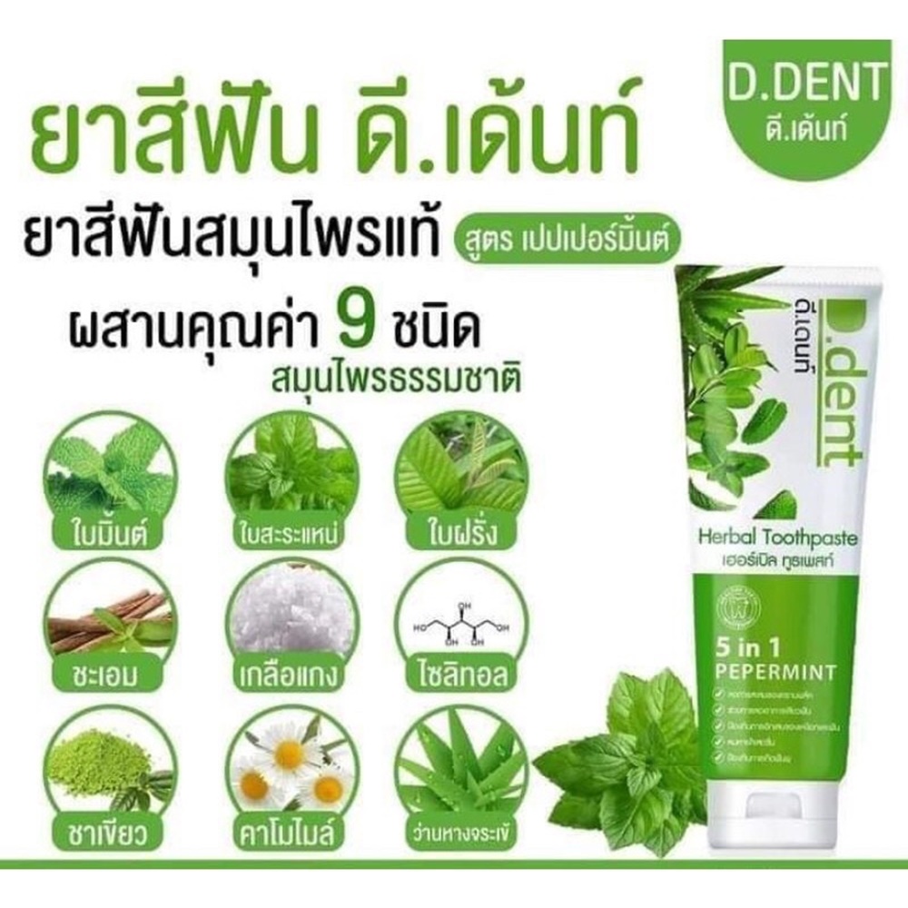 D.Dent Herbal Toothpaste 100 g. ดีเดนท์ ยาสีฟันสมุนไพร (1 แถม 1)