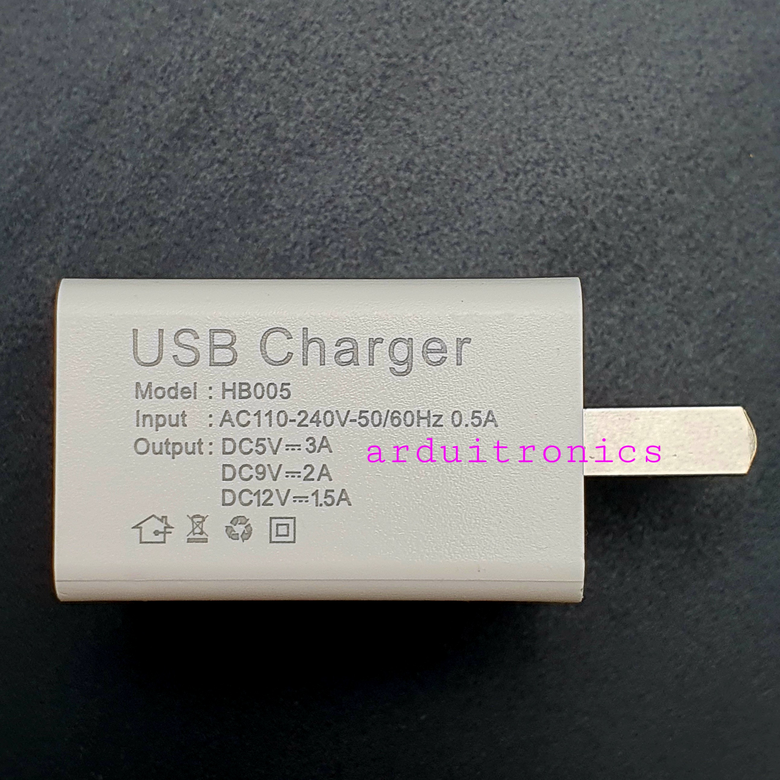 Fast Charge Adapter 5V 3A USB QC3.0 18W ด่วนชาร์จอะแดปเตอร์ กรอบแข็ง สีขาว