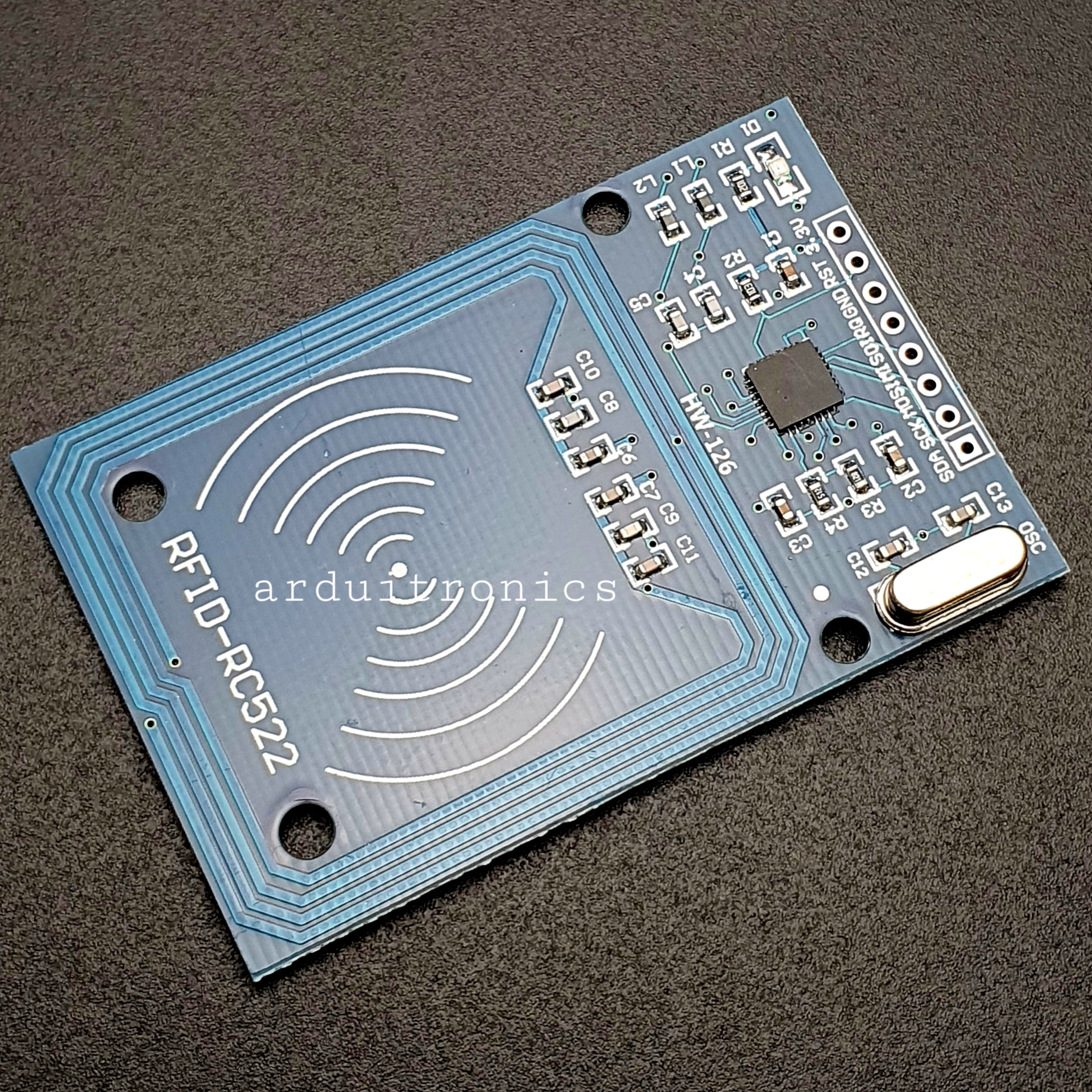 โมดูลอ่านบัตร RFID Card Reader/Detector Module Kit (RC522) พร้อม Tag Card และ Tag พวงกุญแจ PCB สีน้ำเงิน