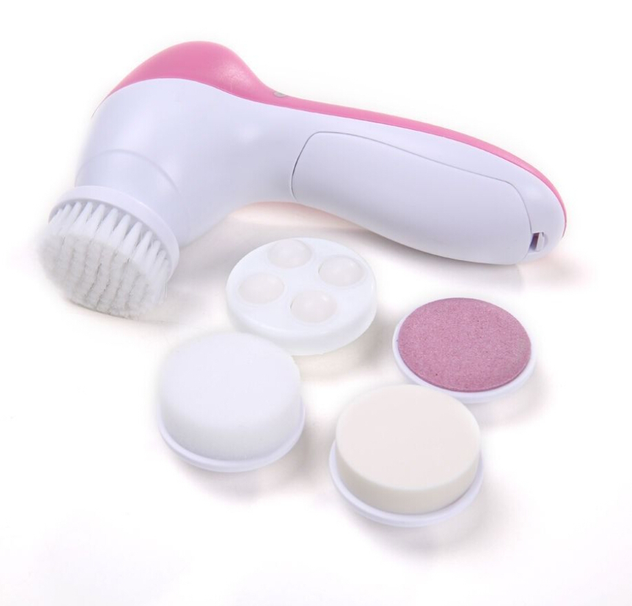 เครื่องล้างหน้า 5in1 beauty care massager สีชมพู-ขาว