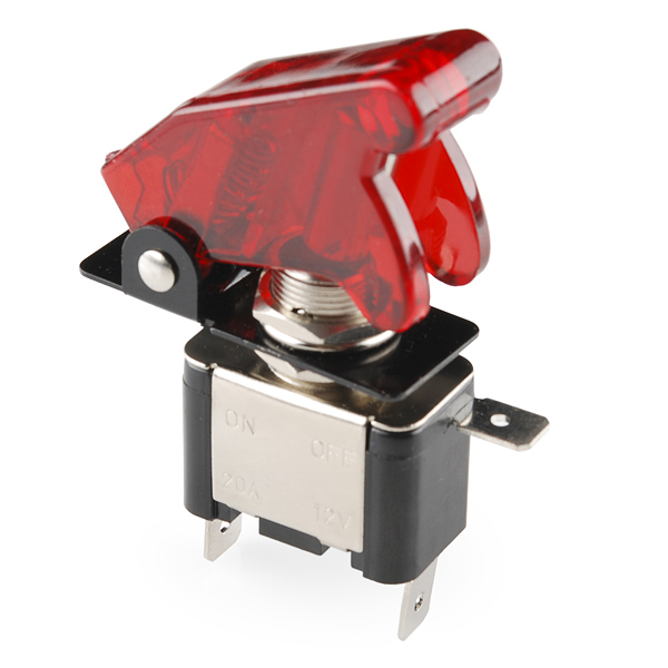 Toggle Switch and Cover - Illuminated - Red (จาก SparkFun)