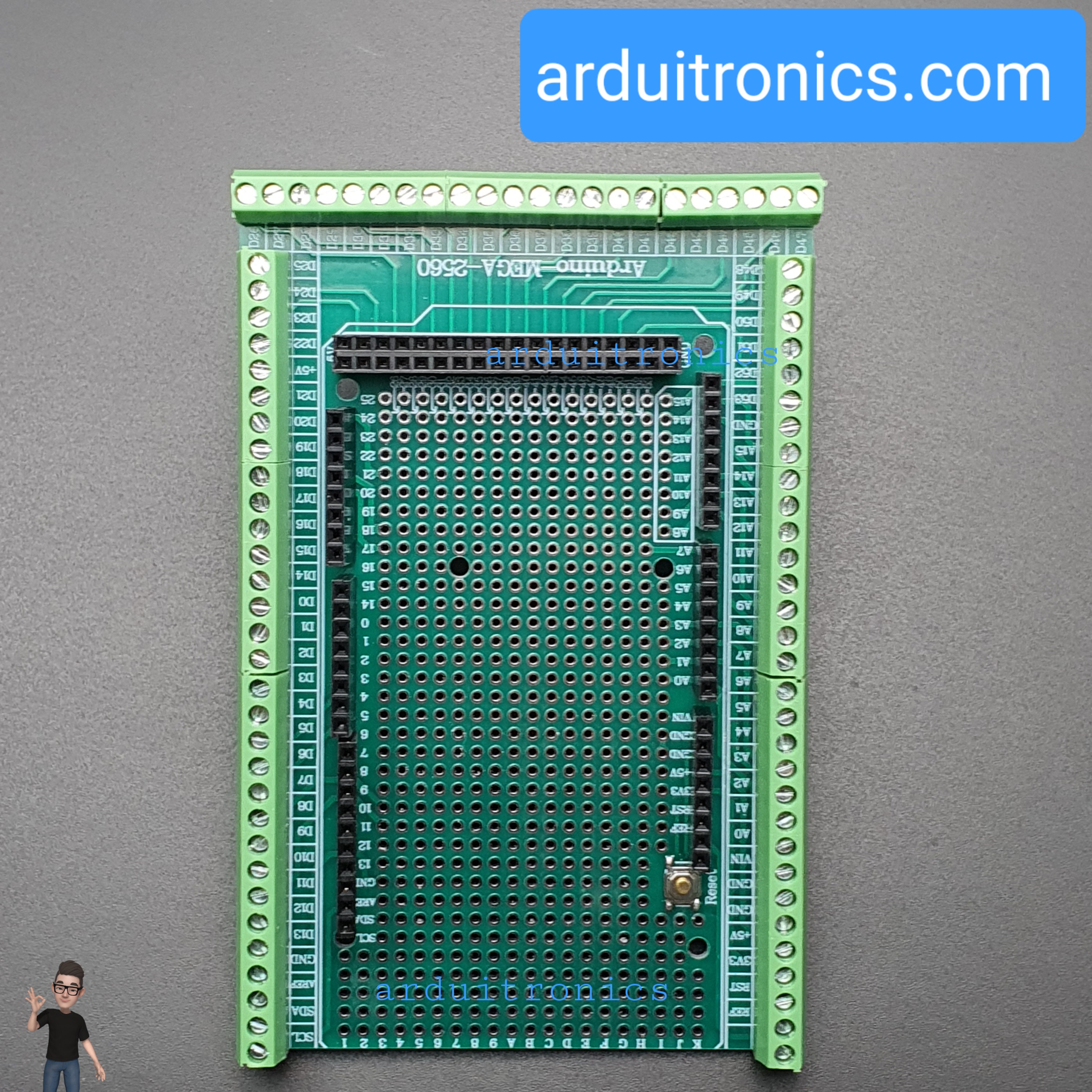 โมดูลขยายขา Mega2560 PCB Prototype Screw Terminal Block Shield for Arduino (บัคกรีแล้ว)