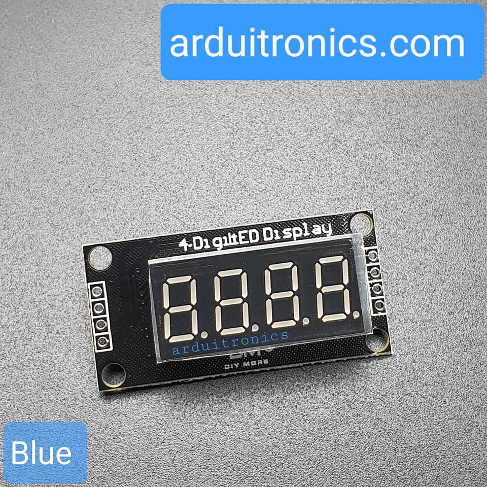 โมดูลแสดงค่าตัวเลข 4 หลัก สีน้ำเงิน 7 Segment 4 Digit TM1637 Module Size 0.36"