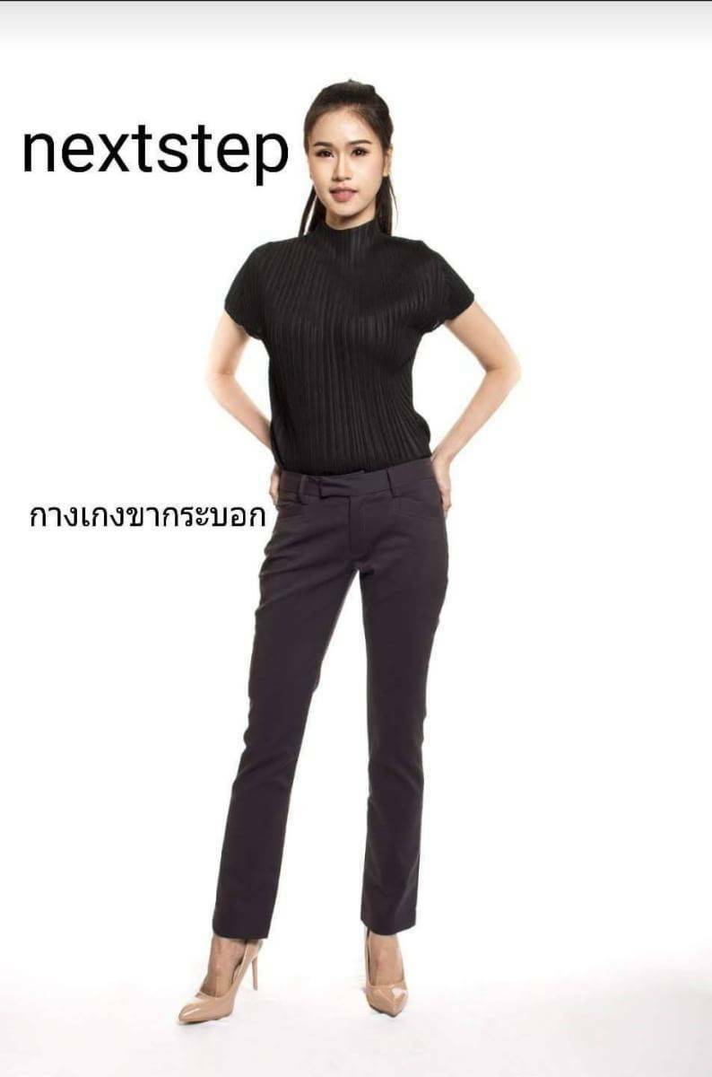 กางเกงทำงานขายาว ผ้า SPANDEX เนื้อนิ่ม แพทเทิร์นขาเดฟ ทรงสวยค่ะ มาพร้อมเข็มขัดหนังสีน้ำตาล by Theory ladies ค่ะ สินค้าพร้อมส่ง สีดำ 29,30,31 สีครีม 28 ,29 ค่ะ