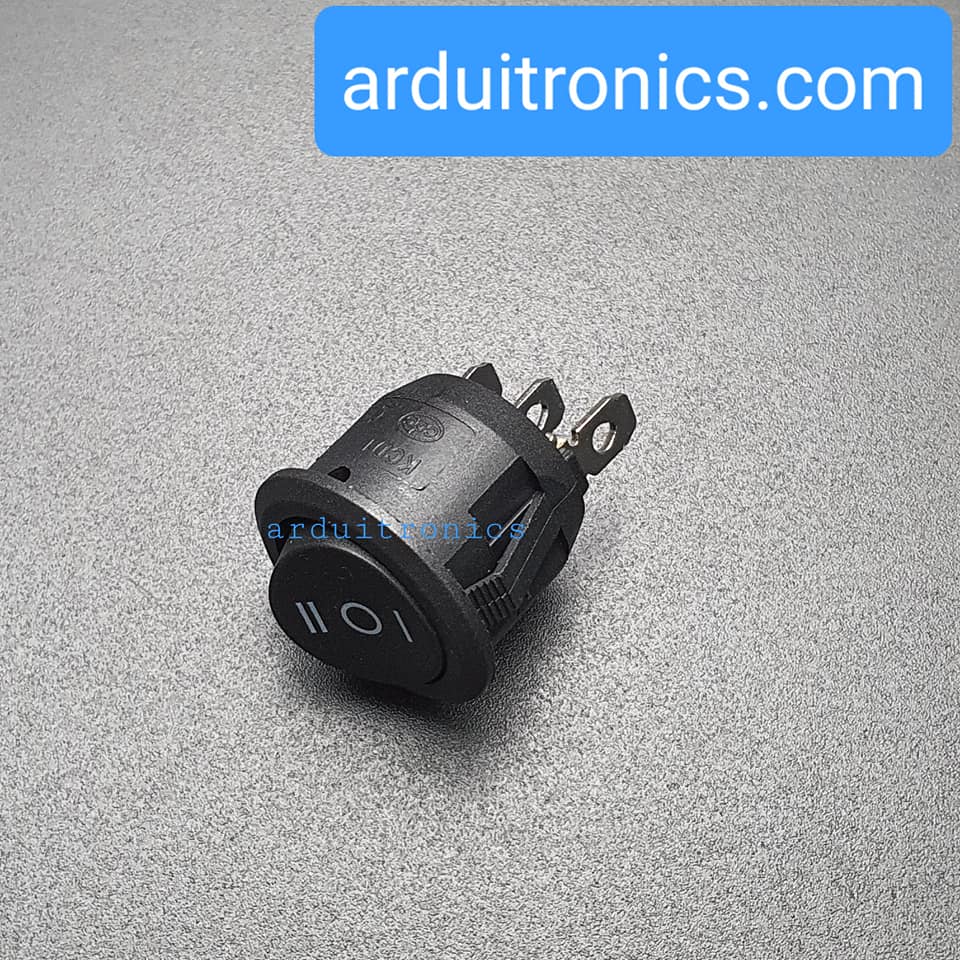 สวิตช์ไฟเปิด/ปิด KCD1 Rocker Switch Round 20mm 6A 250V 3 ขา On1/On2/Off - สีดำ