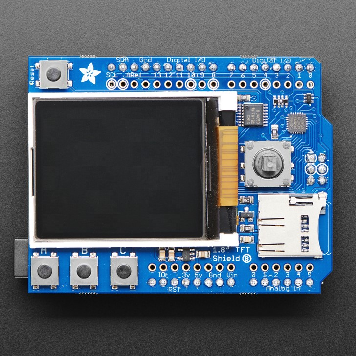 Adafruit 1.8" Color TFT Shield w/microSD and Joystick - v 2 (Adafruit)