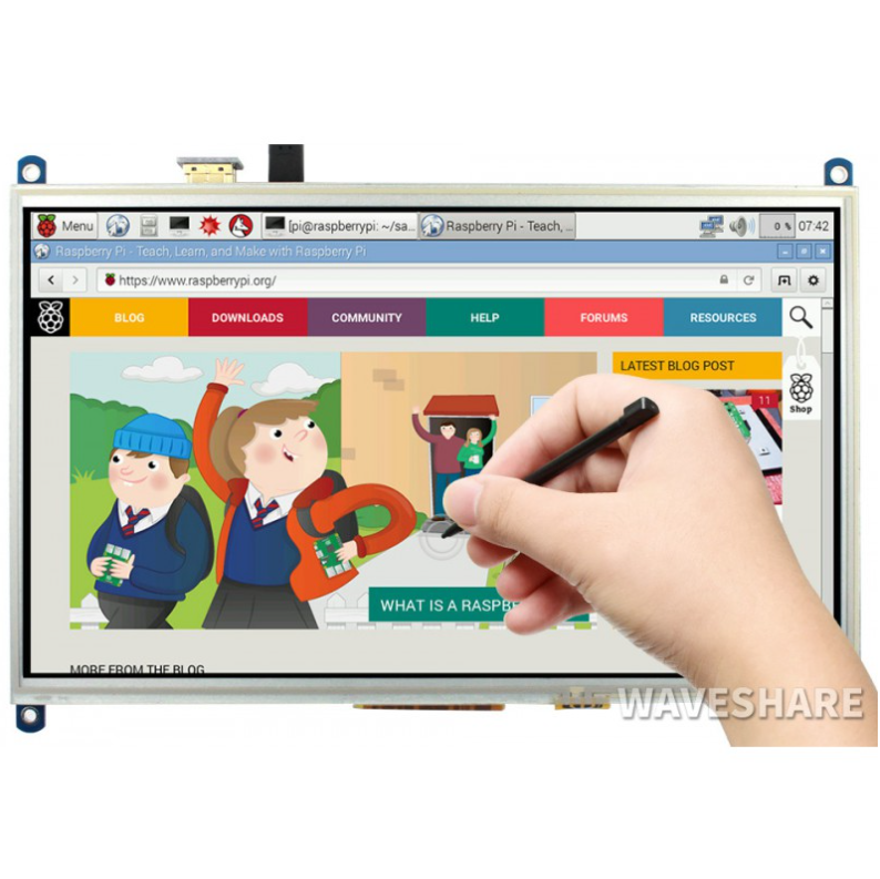 [ยี่ห้อ Waveshare] จอ 10.1 inch Resistive Touch Screen LCD, 1024×600, HDMI, IPS, Supports Raspberry Pi / PC