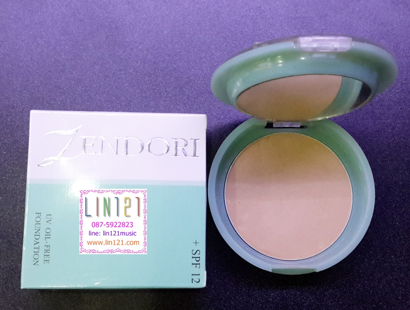แป้งพัพเซนโดริ ตลับเขียว Zendori +SPF12 UV OIL-FREE FOUNDATION