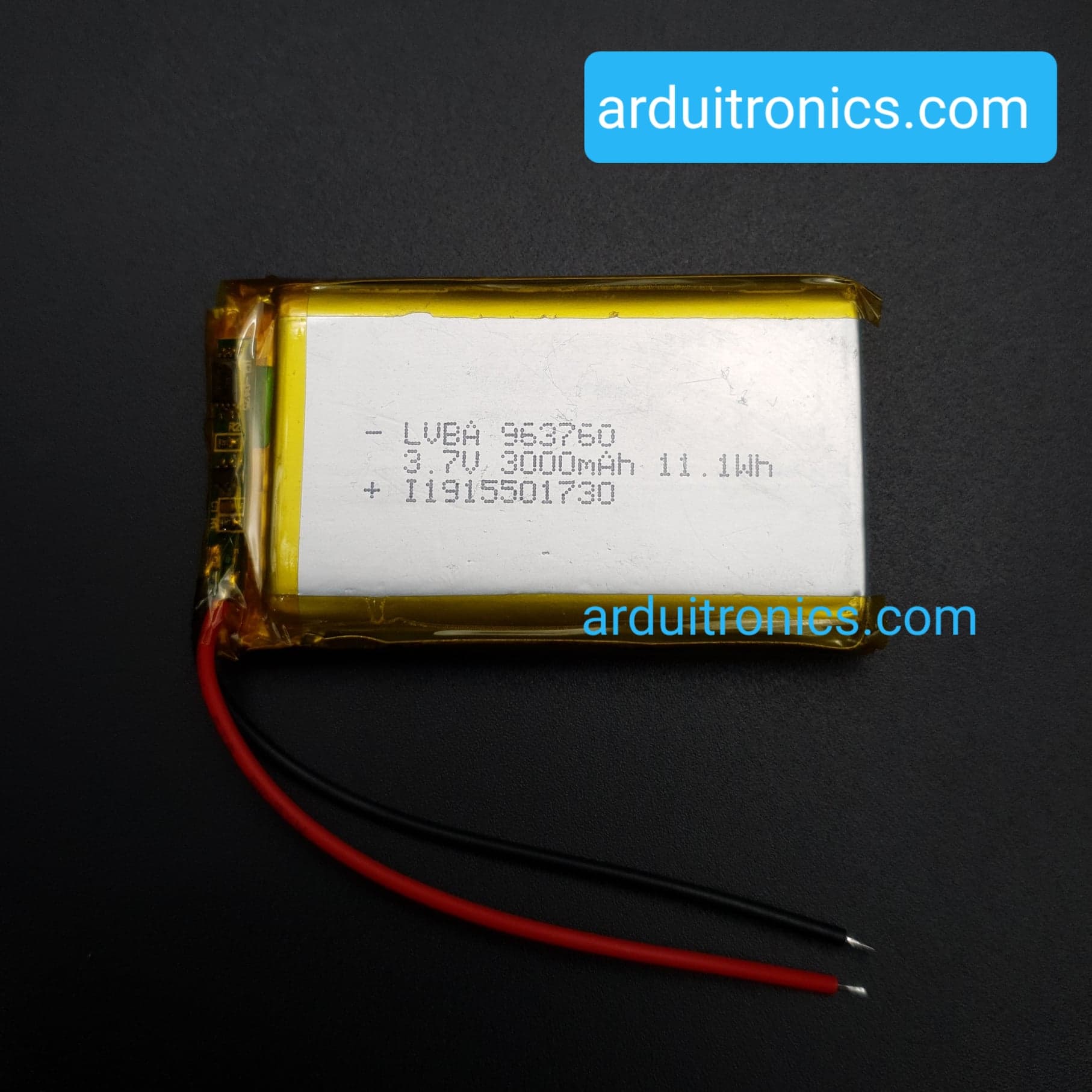 3.7V 3000mAh Lithium Battery Rechargeable Polymer (LiPo) ถ่านชาร์จ Li-ion 3.7V ความจุ 3000mAh 963760