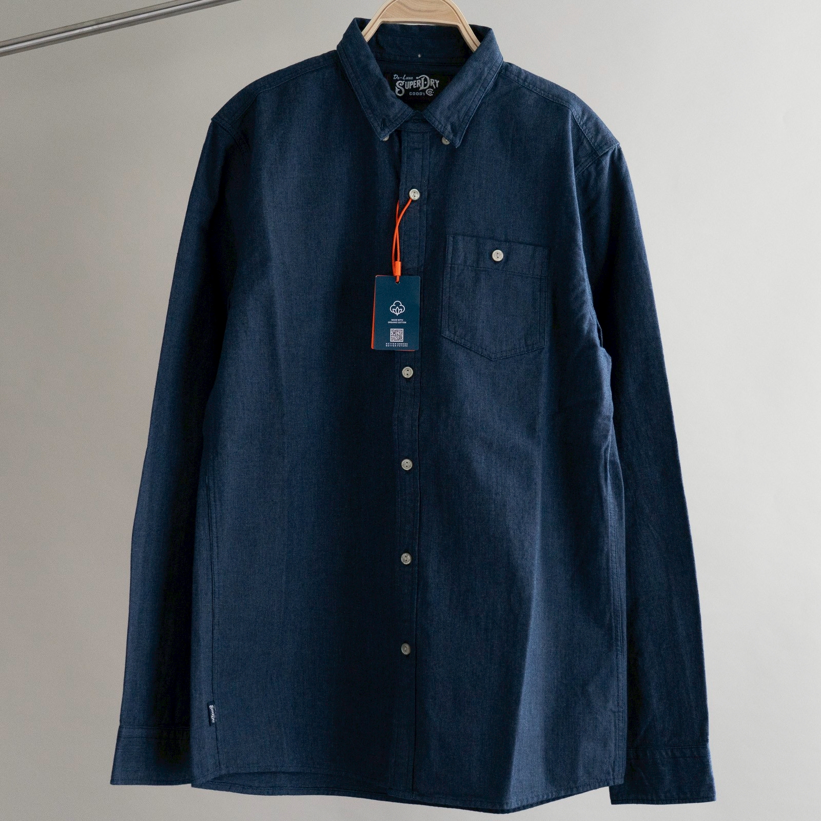 Superdry Merchant Shirt – Indigo Micro Texture
