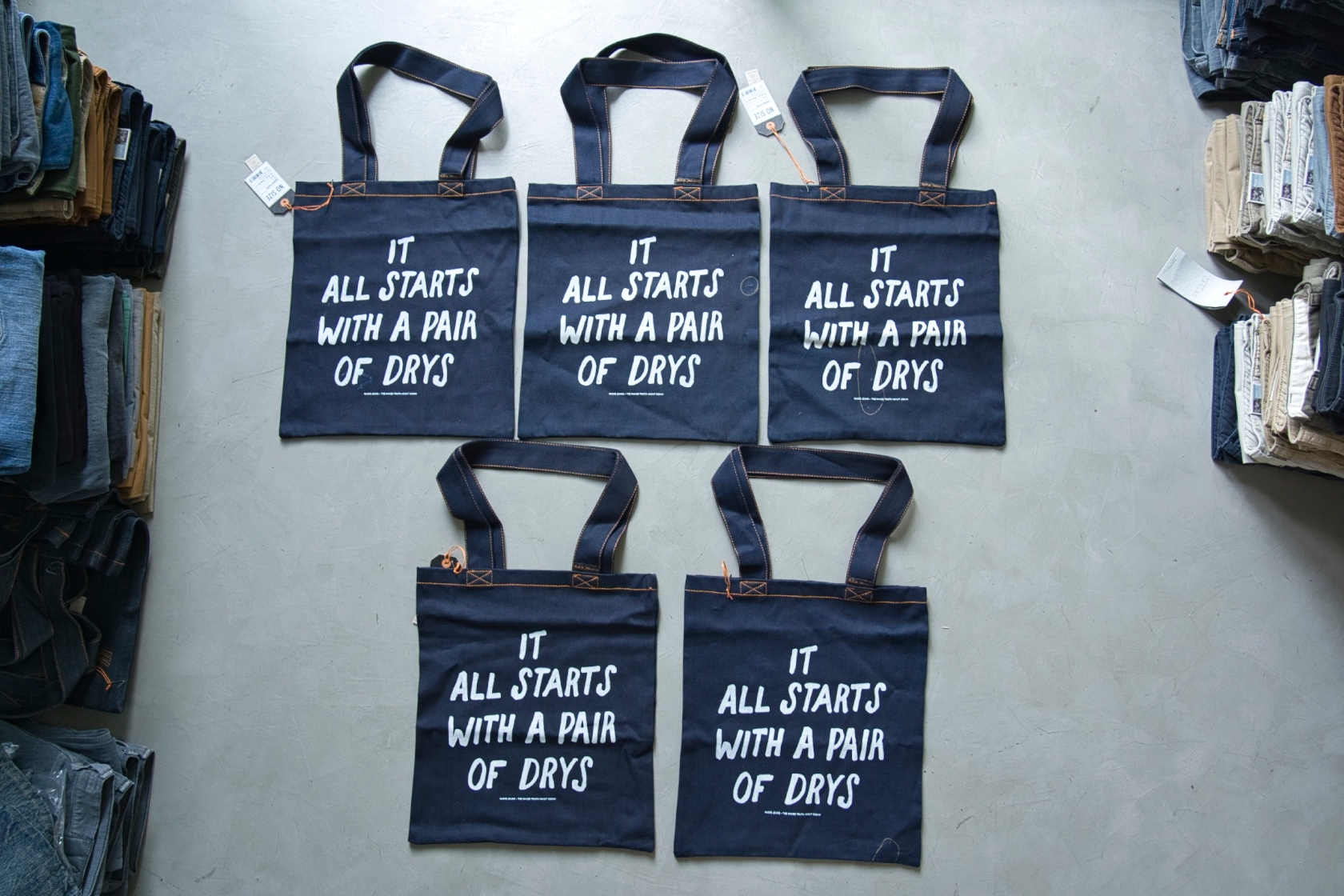 *[DEFECT] Nudie Shopping Bag (สกรีน) ถุงผ้ายีนส์ผ้าดิบ Nudie