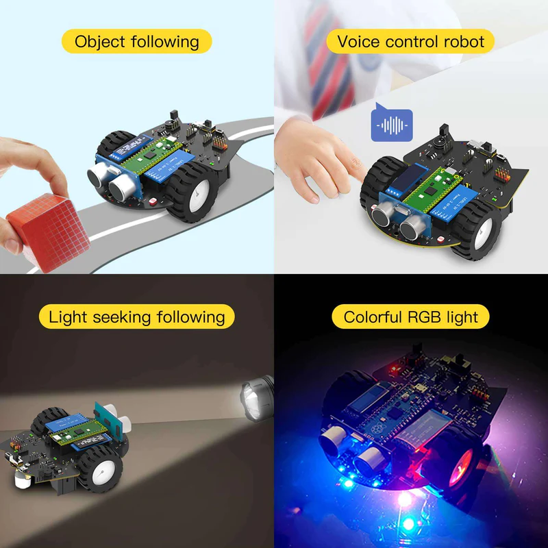Intelligent Raspberry Pi Pico Car Kit microPython Education Robot Sensor Bluetooth APP
