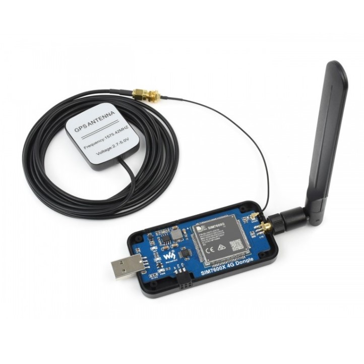 SIM7600G-H 4G DONGLE, GNSS Positioning, Global Band Support (Waveshare)