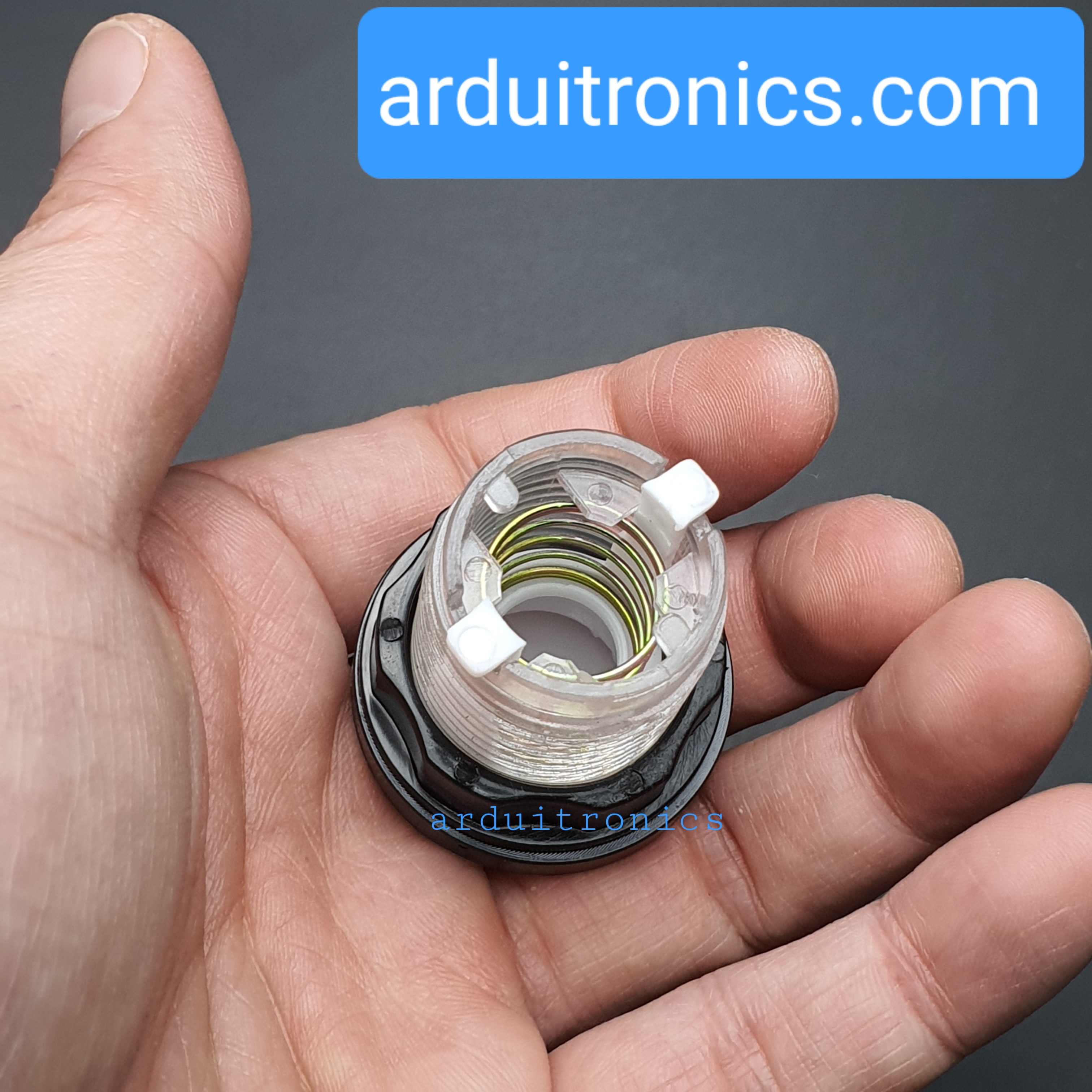 ปุ่มกดตู้เกม สวิตช์กดติดปล่อยดับขนาด 33mm พร้อมไฟ LED สีขาว