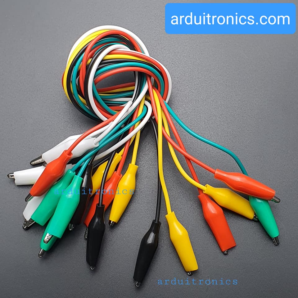 สายไฟ หัวคลิปปากจระเข้ สายไฟปากหนีบ Alligator Clip 10 เส้น ยาว 50cm