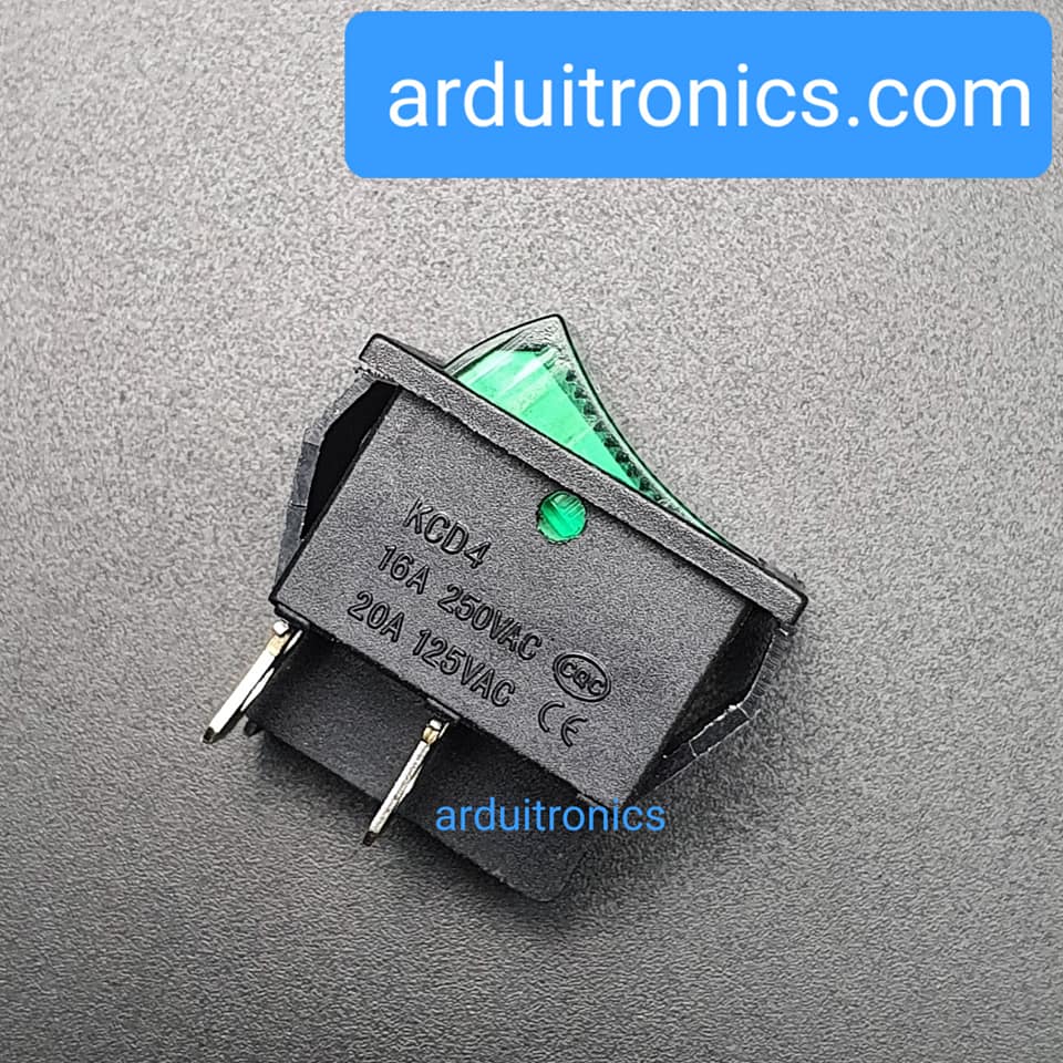 สวิตช์เปิดปิด KCD4 250VAC 15A High Current Switch 15A 250VAC สีเขียว