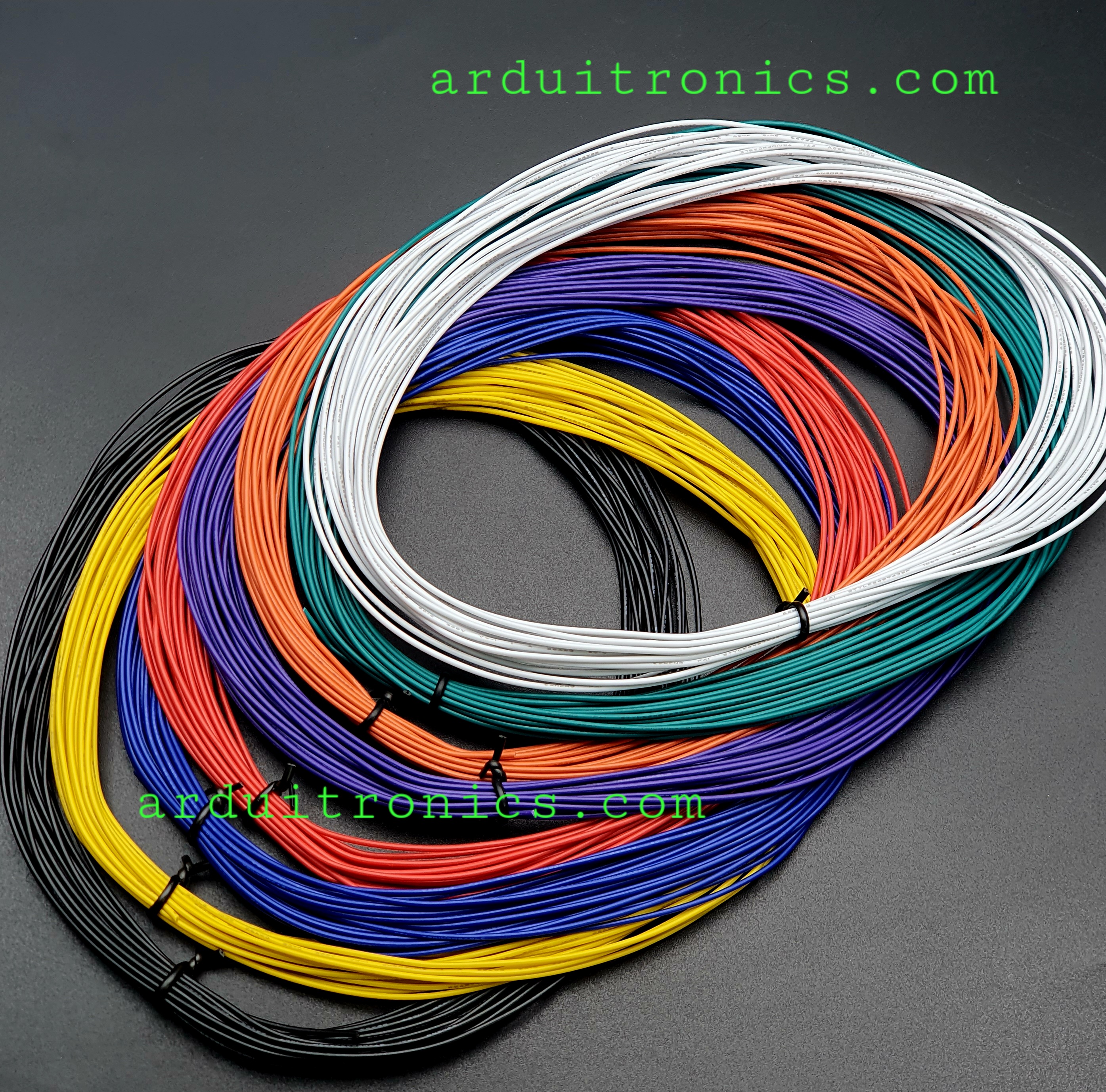 [ชุด 8 สี] สายไฟอ่อนใส้เต็ม 26AWG UL1007 ความยาว 10 เมตร (แดง ดำ เหลือง น้ำเงิน เขียว ขาว ส้ม ม่วง)