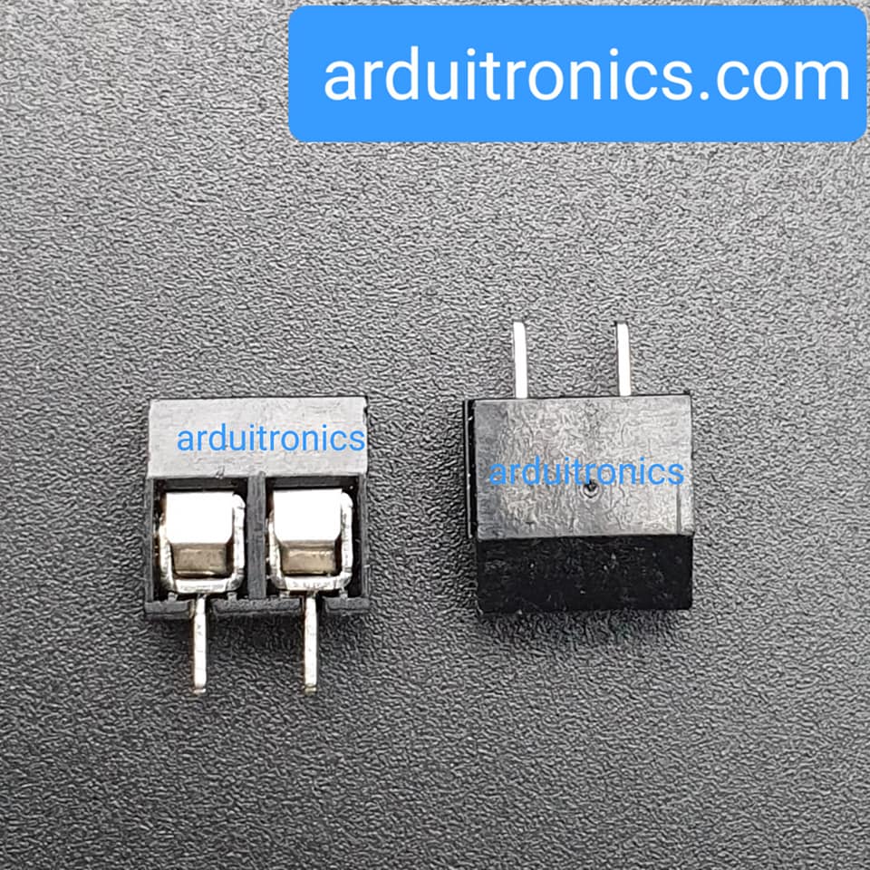 Screw Terminal Block 2 Pin Connector 5mm Pitch (Black) คอนเน็คเตอร์แบบสกรูหมุน 2 ขา สีดำ ระยะห่างระหว่างขา 5 มม. (จำนวน 1 ชิ้น)