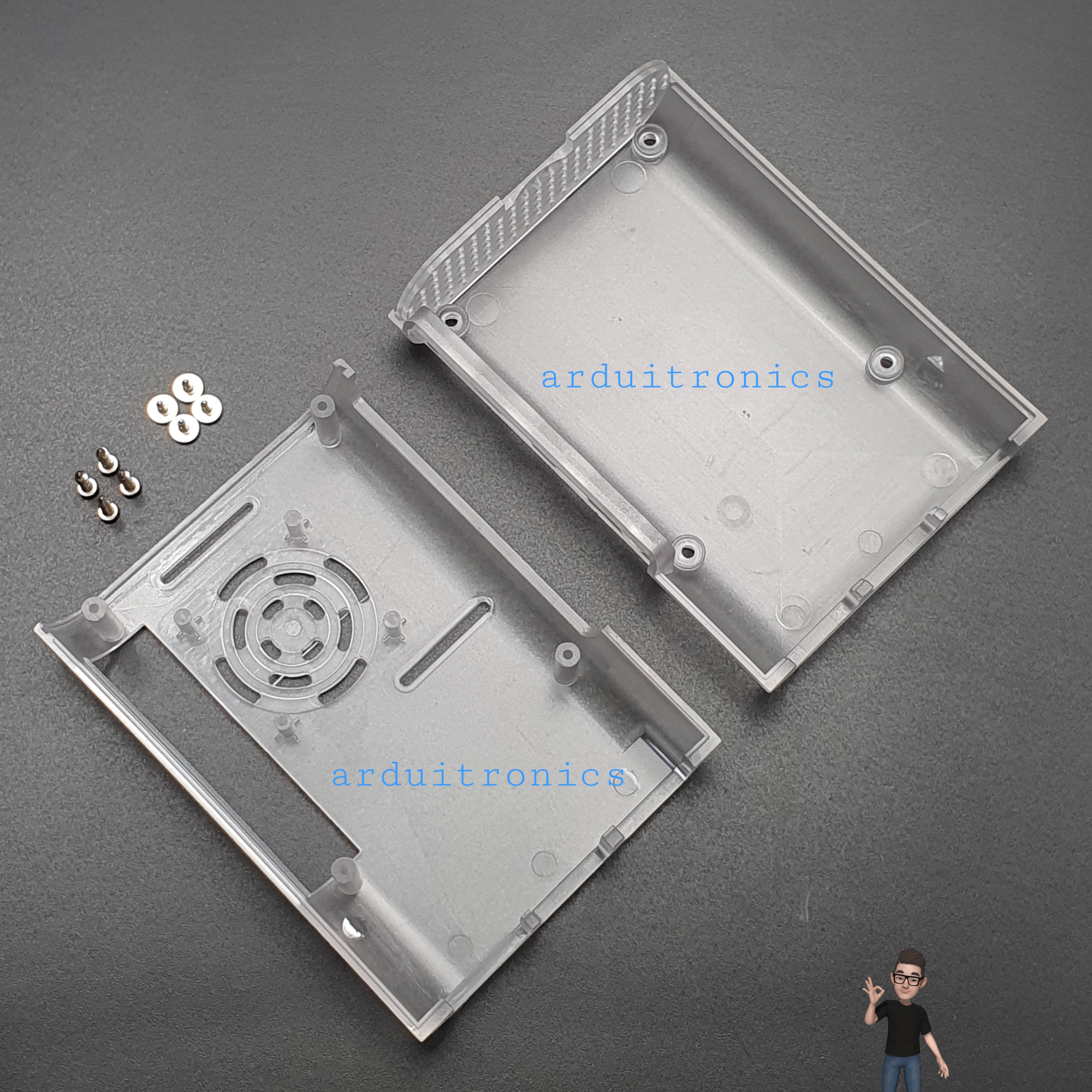 Raspberry Pi 4B Shell Case Box Transparent กล่อง เคส Raspberry Pi 4 สีใส พร้อมพัดลมระบายความร้อน