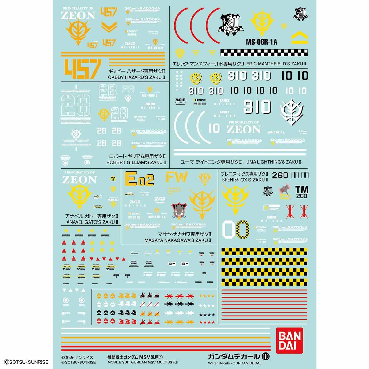 Gundam Decal No.110 Mobile Suit Gundam MSV Multi Use (1)