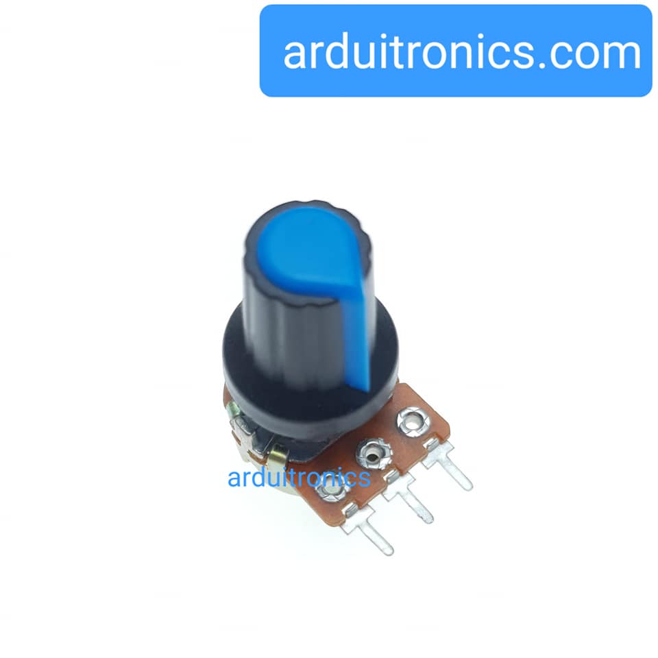 Blue สีนำเงิน หัวจุกหมุนสำหรับตัวต้านทานปรับค่าได้ WH148 Plastic Knob Potentiometer Size 15X17mm