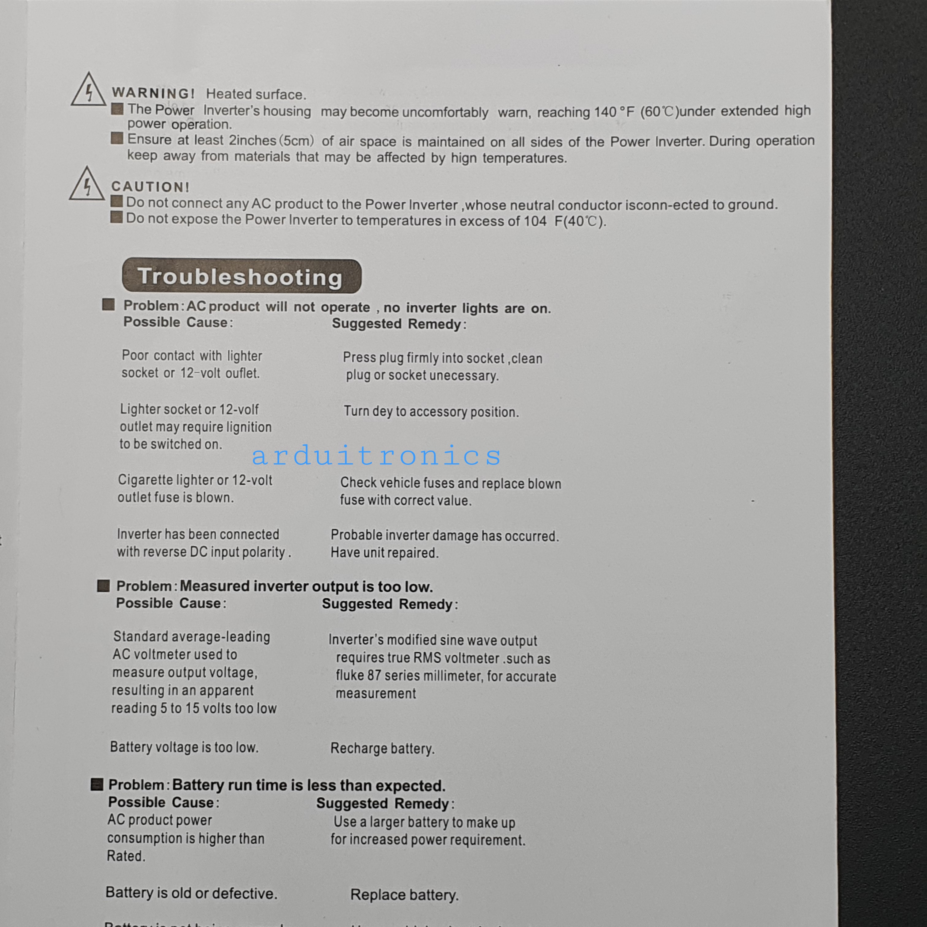 DC to AC Power Inverter 1000W 12VDC to 220VAC 50 Hz (modified Sine Wave) สีดำ