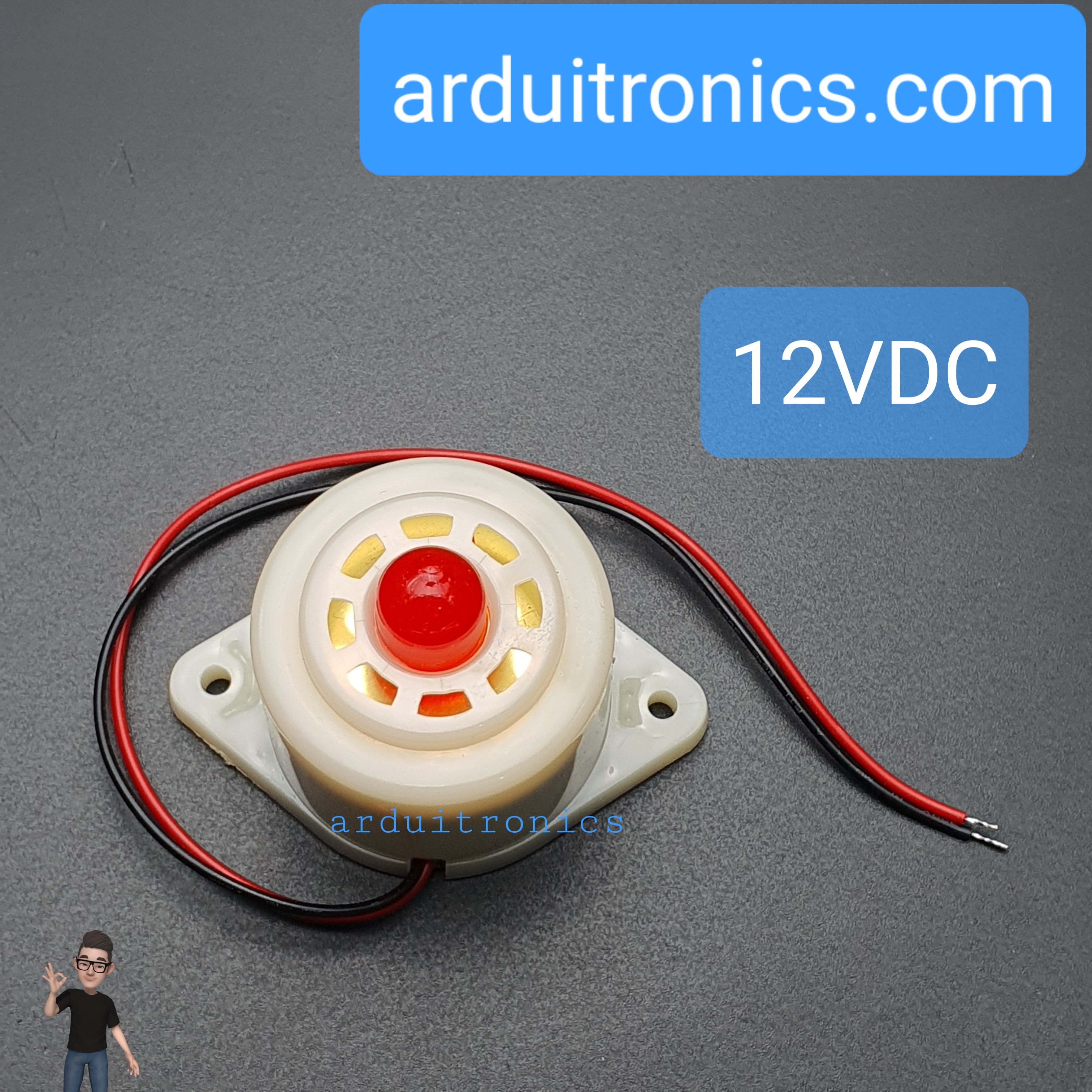 Buzzer 12VDC BJ-3 (LED แดง) สัญญาณเสียงเตื่อนภัย/กันขโมย
