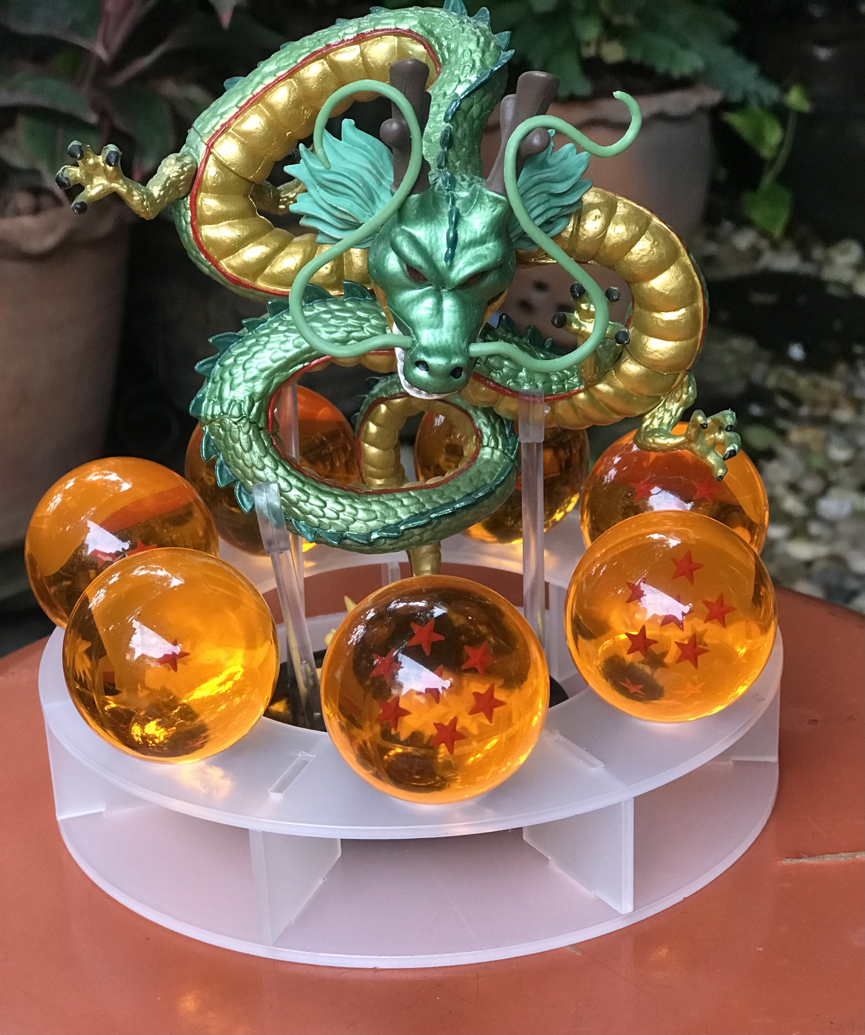 โมเดลเทพเจ้ามังกรสีเขียว Dragonball พร้อมลูกแก้วดราก้อนบอล 7 ลูก Crystal Ball ขนาด 4.3 cm. และแท่นวาง