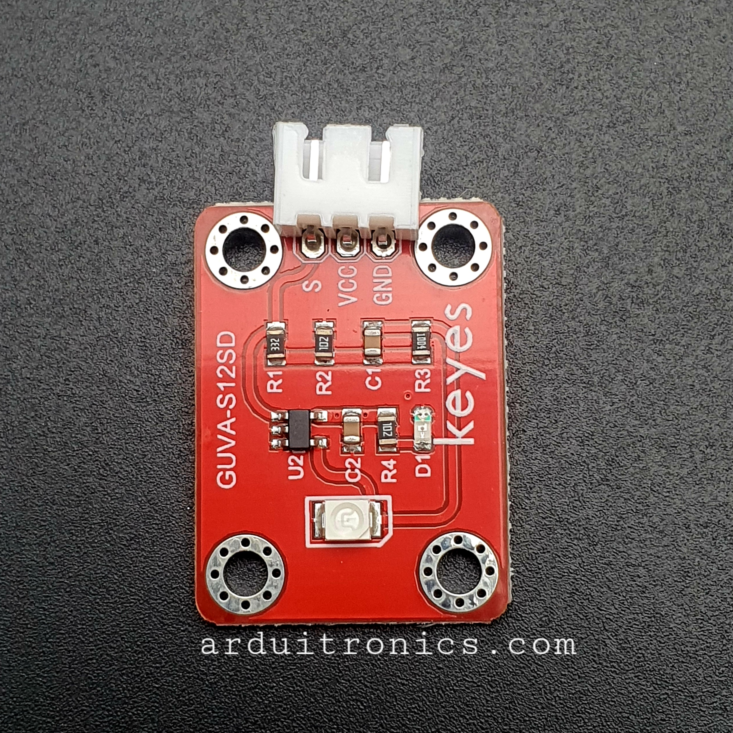 GUVA-S12SD เซ็นเซอร์วัดความเข้มของแสง UV Sensor Module S12SD for Arduino Anti-Reverse-Plug With 3P Cable PCB สีแดง