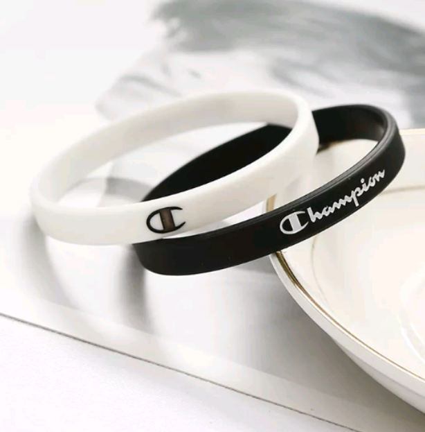 2ชิ้น กำไลข้อมือยาง Champion ซิลิโคน สร้อยข้อมือ