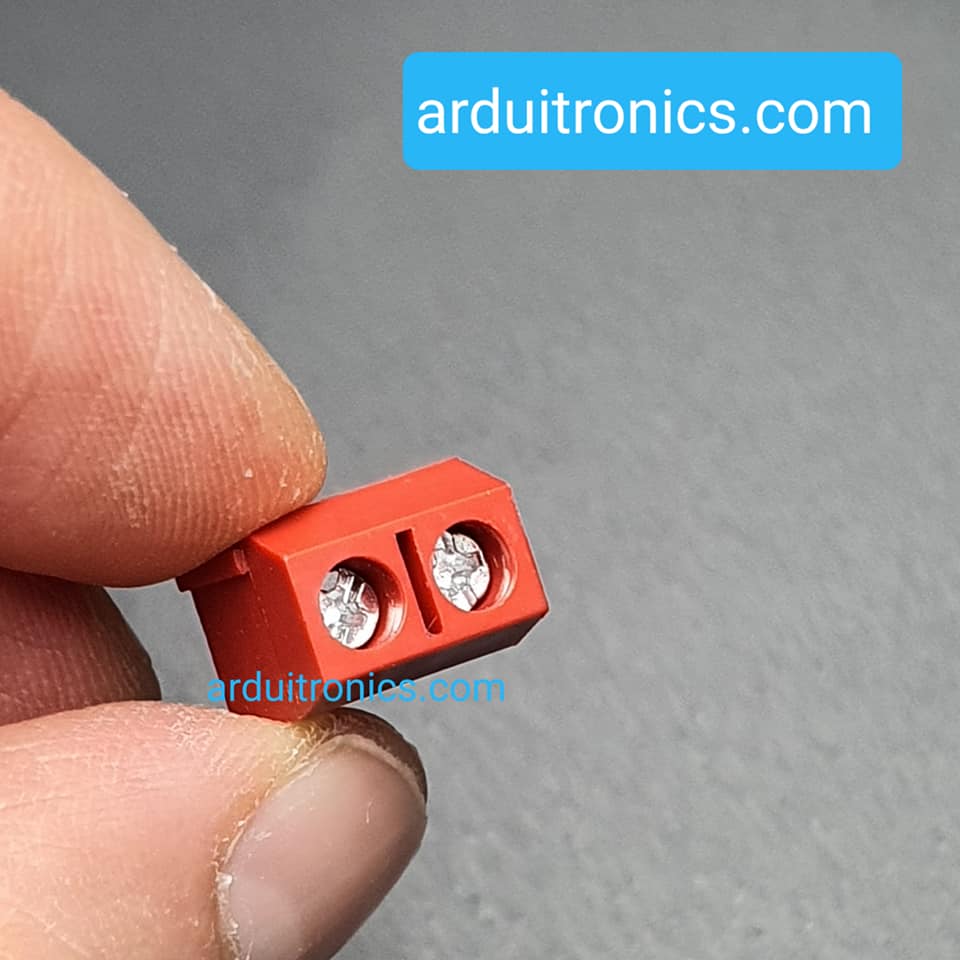 Screw Terminal Block 2 Pin Connector 5mm Pitch (Red) คอนเน็คเตอร์แบบสกรูหมุน 2 ขา สีแดง ระยะห่างระหว่างขา 5 มม. (จำนวน 1 ชิ้น)