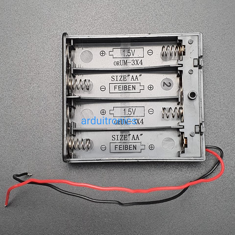 Battery Box รางถ่าน 4 ก้อน AA 6V (ก้อนละ 1.5V) แบบมีฝาปิด และมีสวิทช์เปิดปิด
