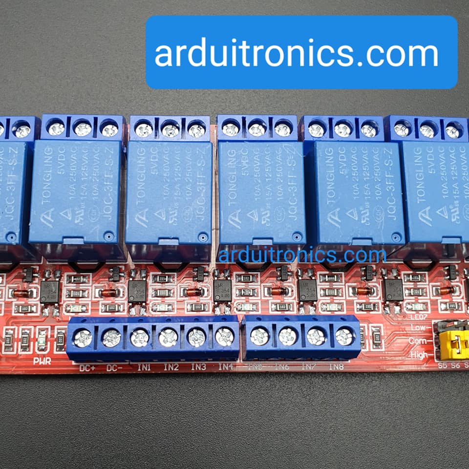 5V 8 Channel Relay High/Low Level Trigger Relay Module (Red PCB)