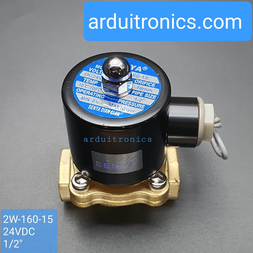 โซลินอยวาล์ว ทองเหลือง (Solenoid Valve Normally Closed) 4 หุน (1/2") 24V - ยี่ห้อ Senya 2W-160-15