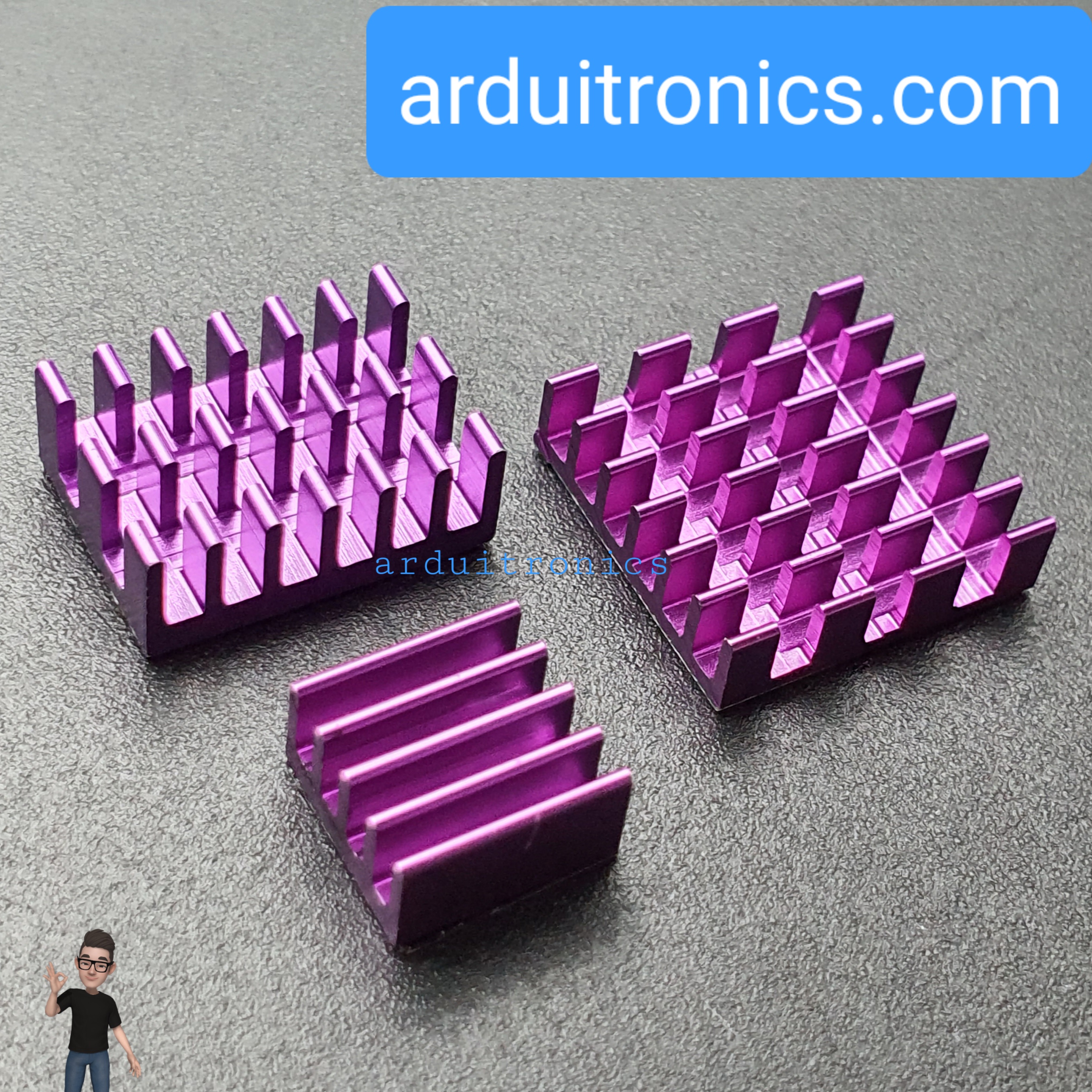 Raspberry Pi 4 Heat Sink Set for Raspberry Pi แผ่นระบายความร้อน 3ชิ้น สีม่วง