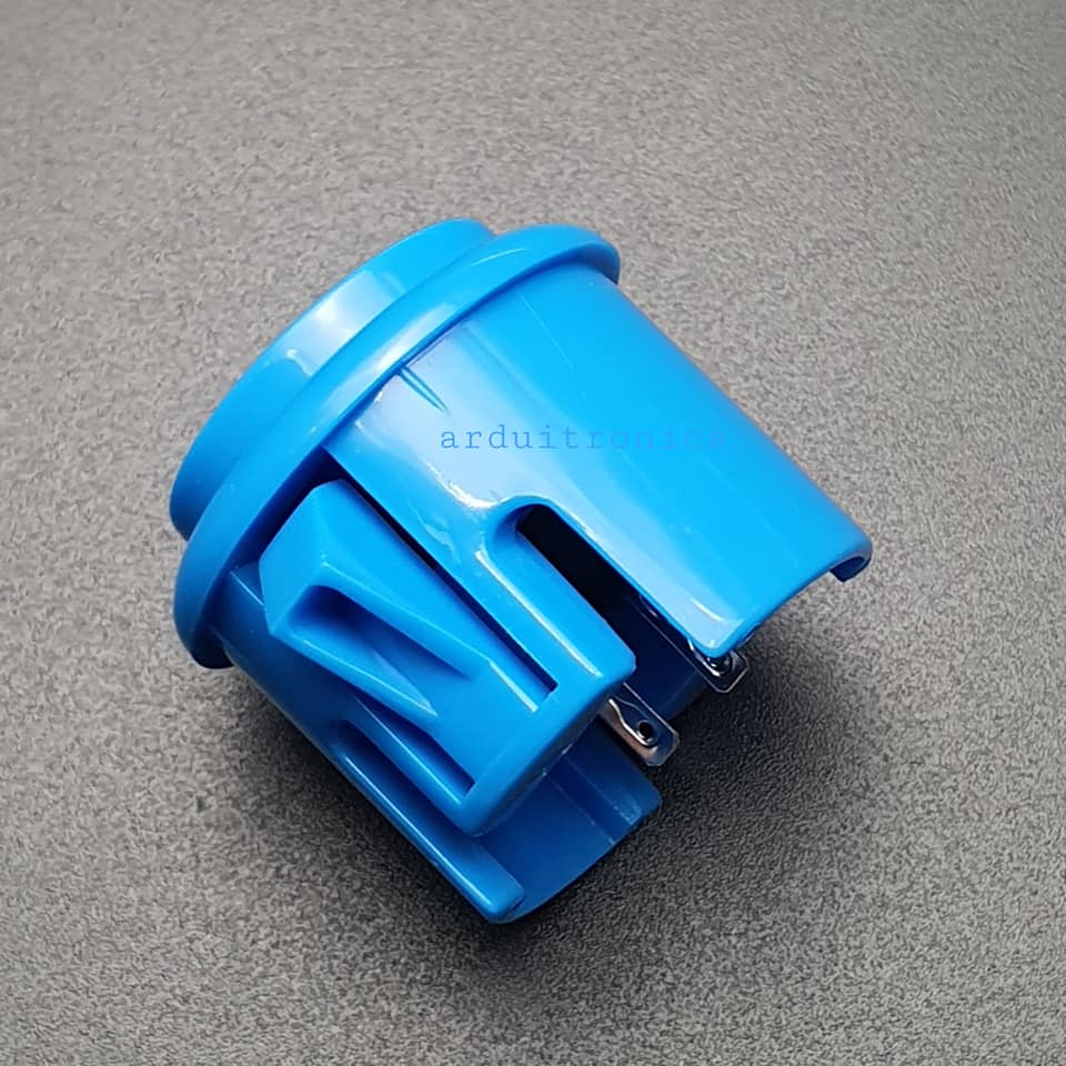 Arcade Button Blue (สีฟ้า แบบฐานสูง) ปุ่มกดตู้เกม สวิตช์ปุ่มกดติดปล่อยดับ สีฟ้า