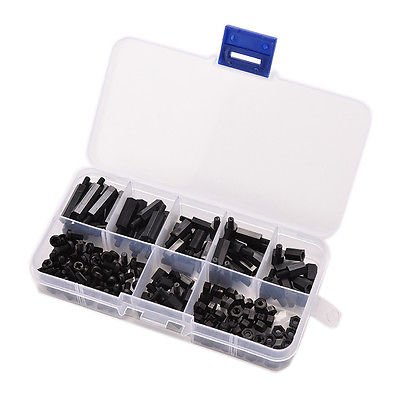 M3 Nylon Hex Spacers / Screw / Nut Stand-off (Black - 180 pcs) ชุดน๊อต หกเหลี่ยม