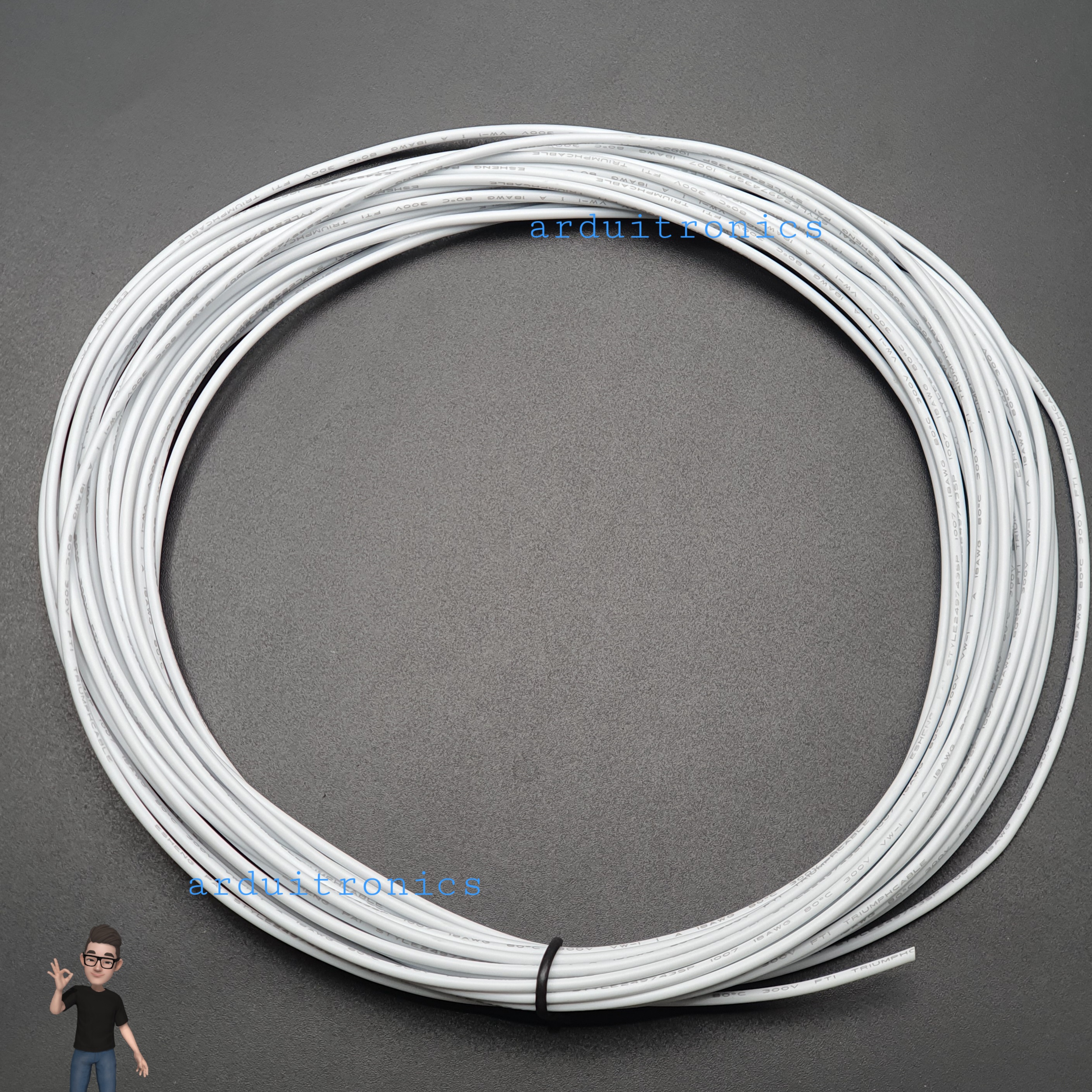 [ชุด 8 สี] สายไฟอ่อนใส้เต็ม 18AWG UL1007 ยาว 10 เมตร (แดง ดำ เหลือง น้ำเงิน เขียว ขาว ส้ม เหลือง-เขียว)