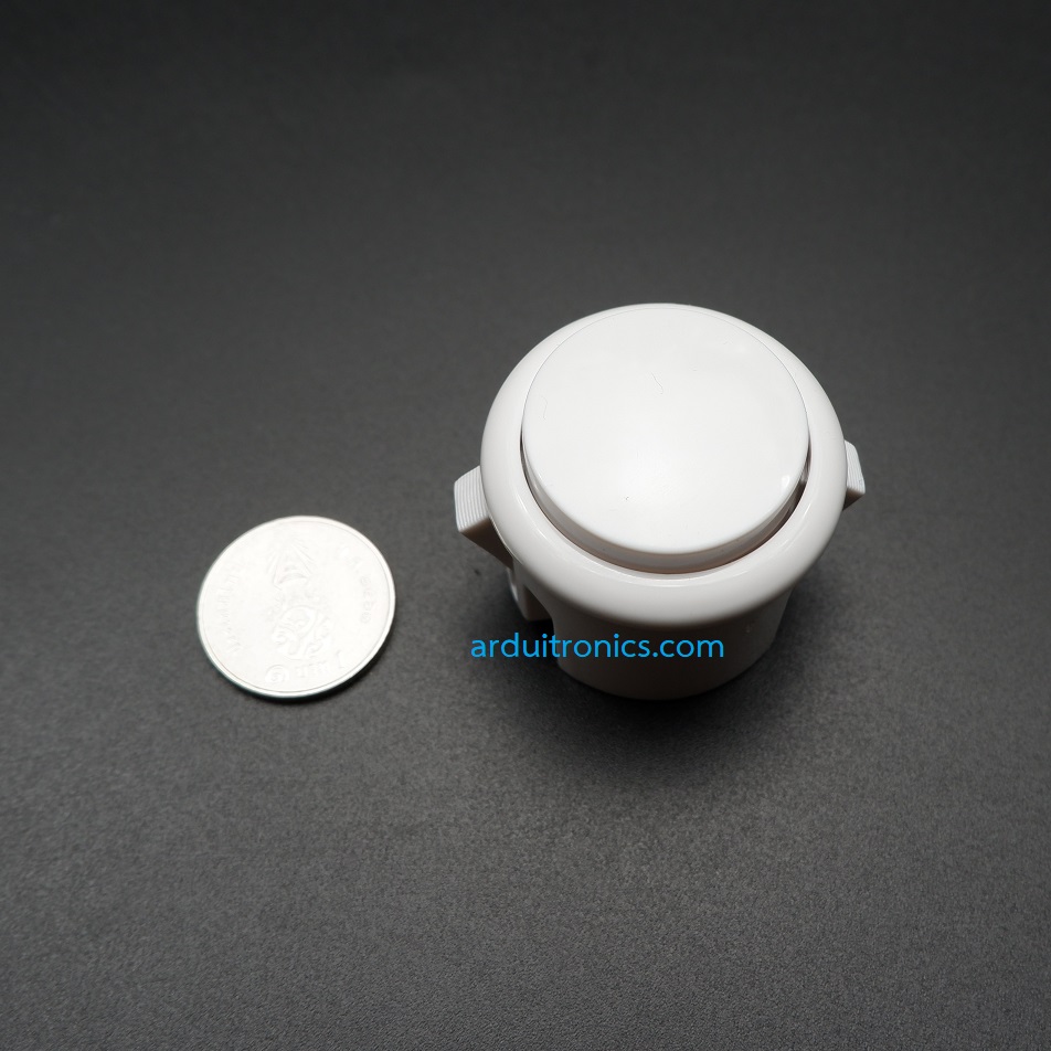 Arcade Button White (สีขาว แบบฐานสูง) ปุ่มกดตู้เกม สวิตช์ปุ่มกดติดปล่อยดับ สีขาว