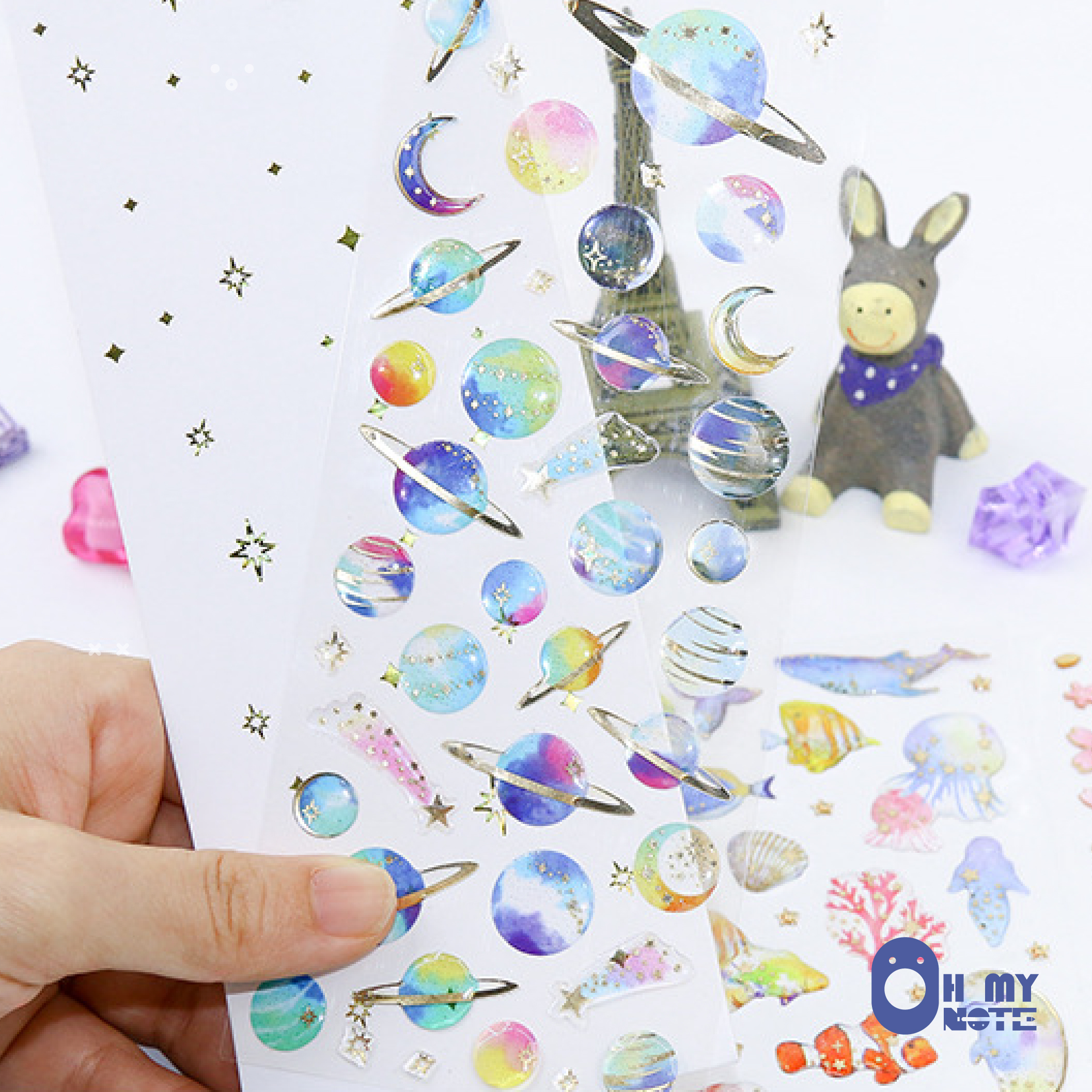 Ohmynote สติกเกอร์ 3d Sticker แบบนูน ปั๊มสีทองวิบวับ