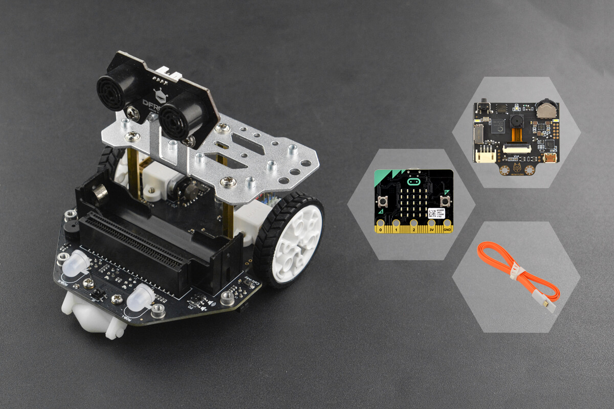 [ชุดพร้อมใช้] micro:Maqueen Plus with HUSKYLENS and micro:bit (บอร์ด micro:bit + กล้อง AI Husky + แผนที่ + Ultrasonic Sensor) - แท้จาก DFRobot