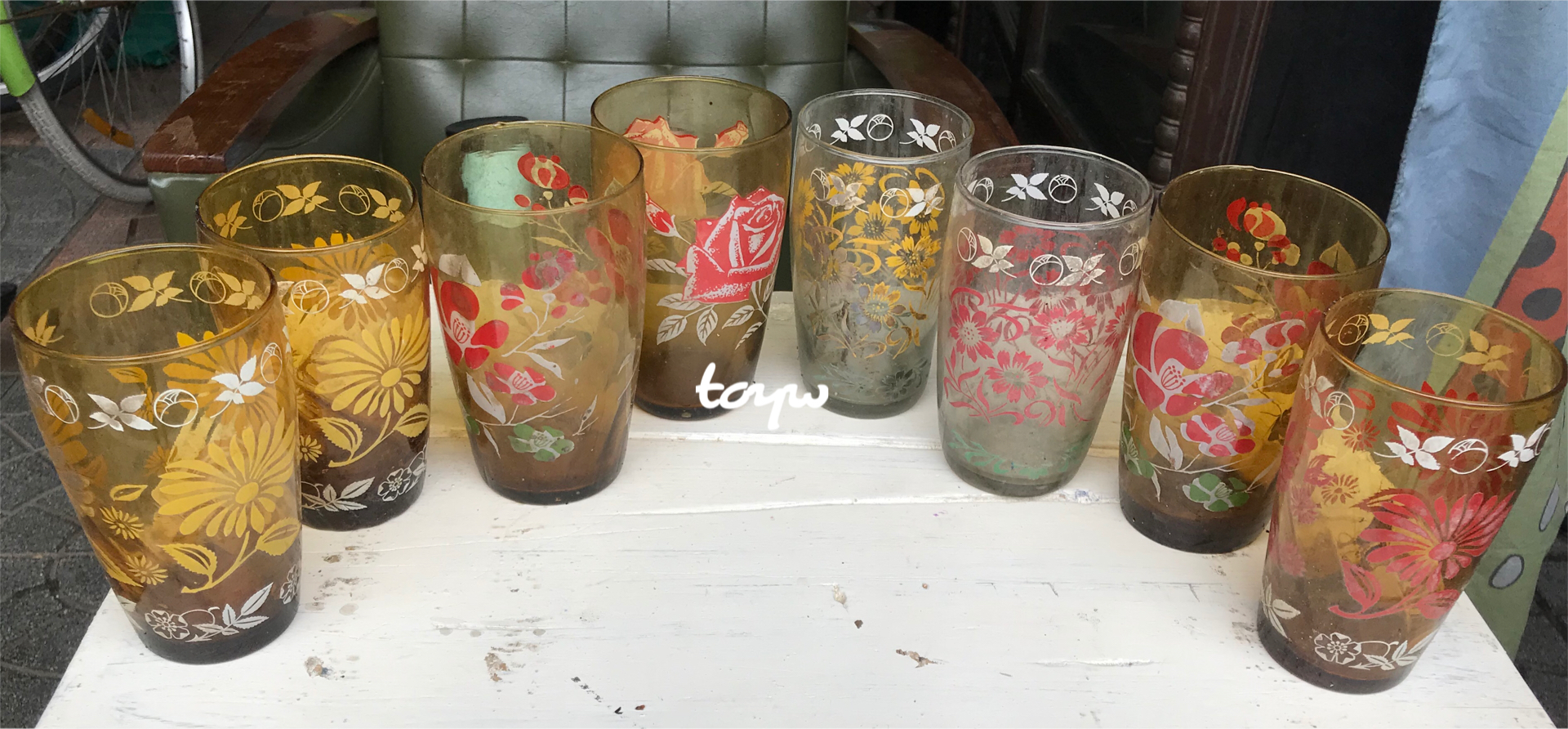 คู่ละ 390 บาท แก้วน้ำวินเทจ Vintage ใบใหญ่ งานเก่า ไม่บิ่นไม่แตกไม่ร้าว ขนาดปากกว้าง 8 ซม สูง 14.5 ซม