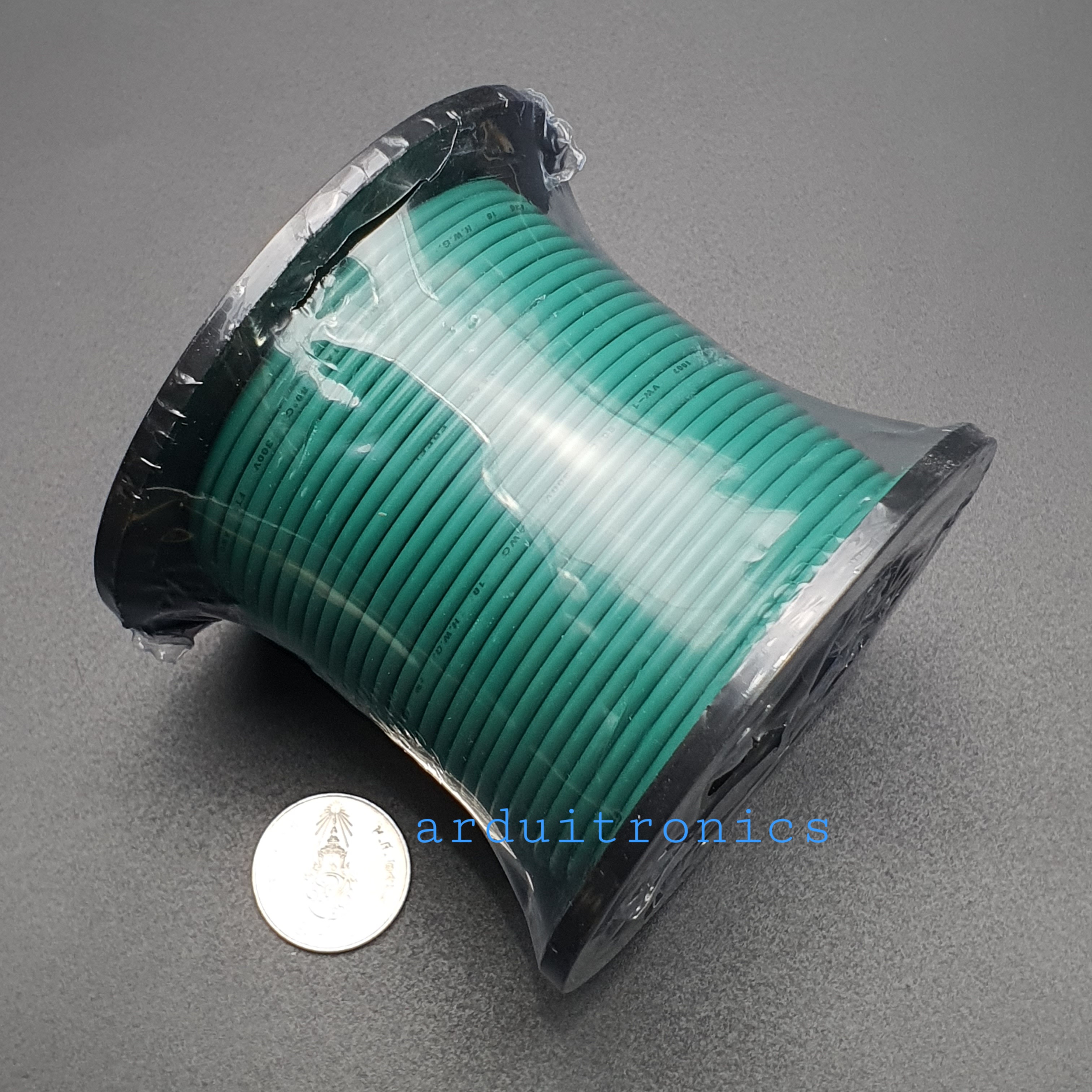 สายไฟอ่อนเส้นเดี่ยว 18AWG UL1007 ความยาว 100 ฟุต (30 เมตร) สีเขียว